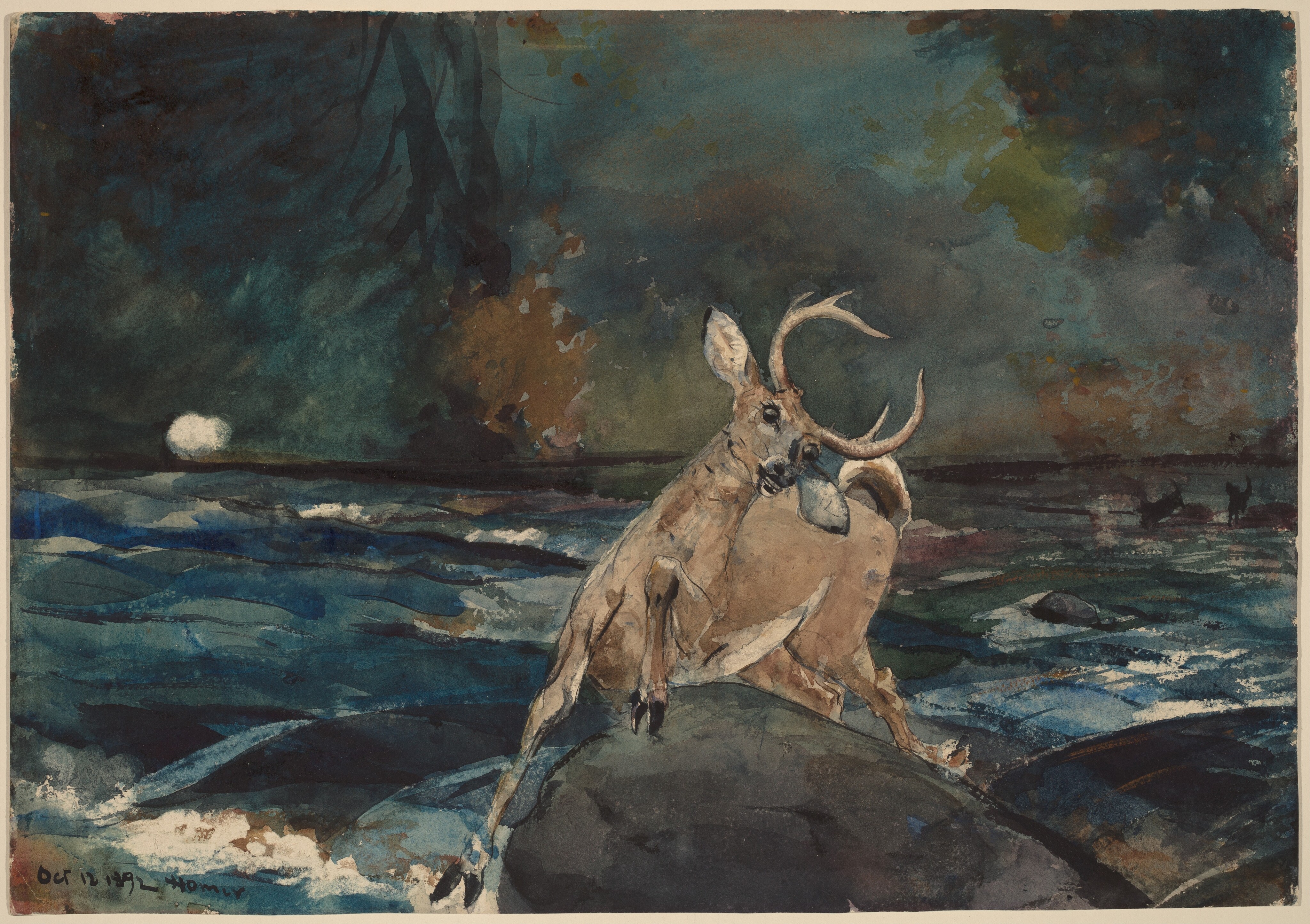 A Good Shot, Adirondacks - Winslow Homer