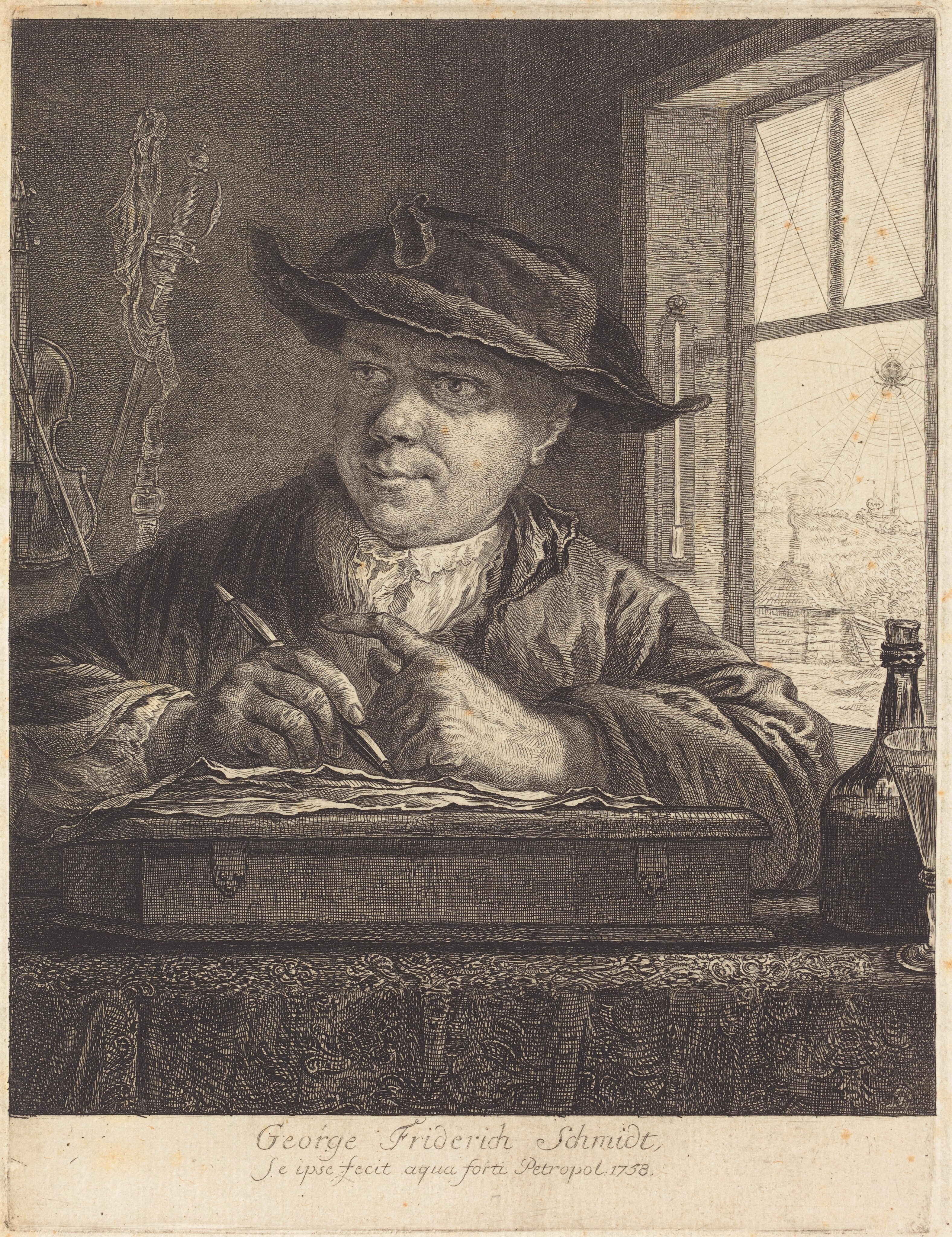 Self-Portrait with a Spider in the Window - Caspar David Friedrich