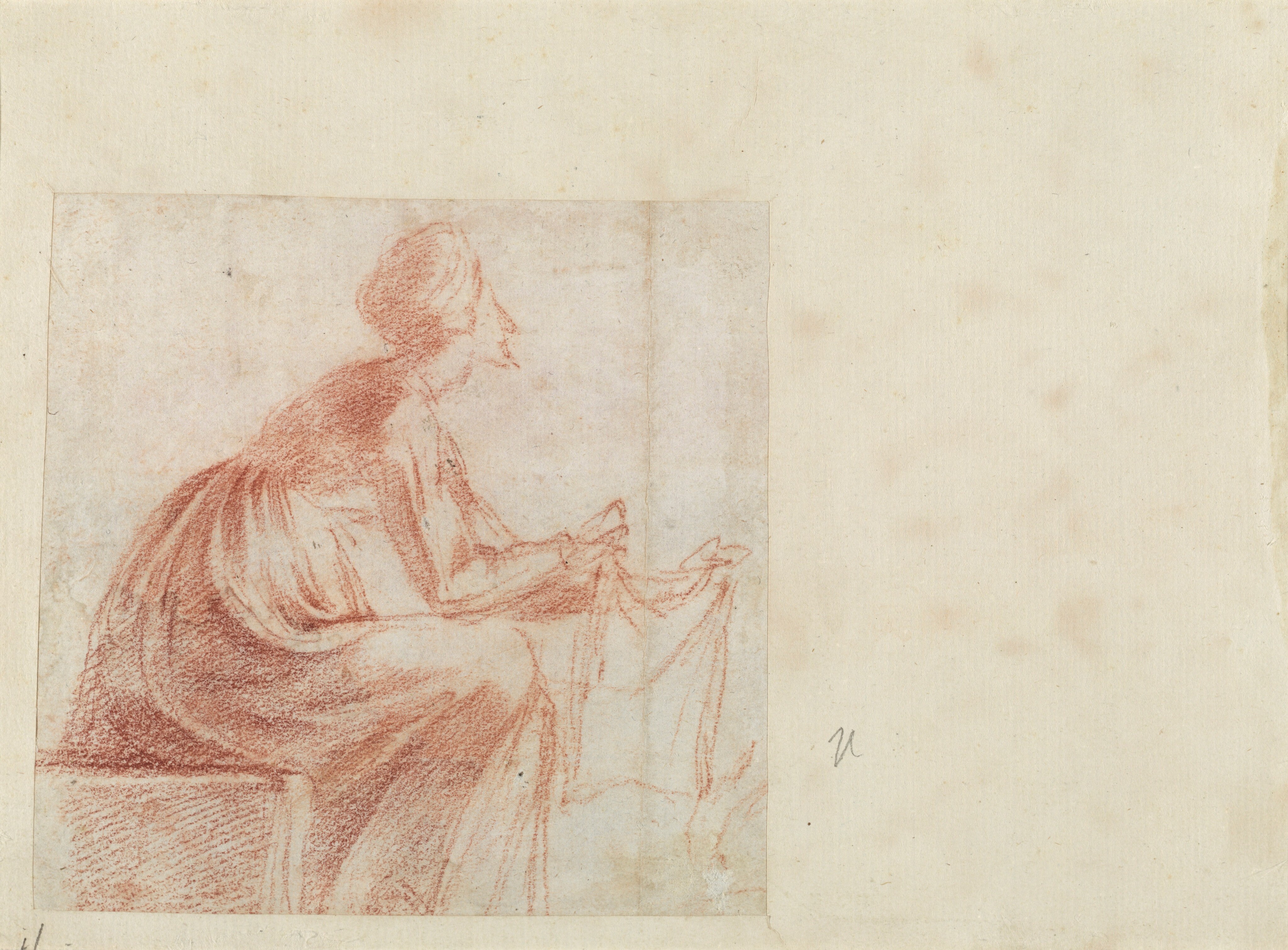 Woman Seated with a Piece of Cloth [verso] - Caravaggio