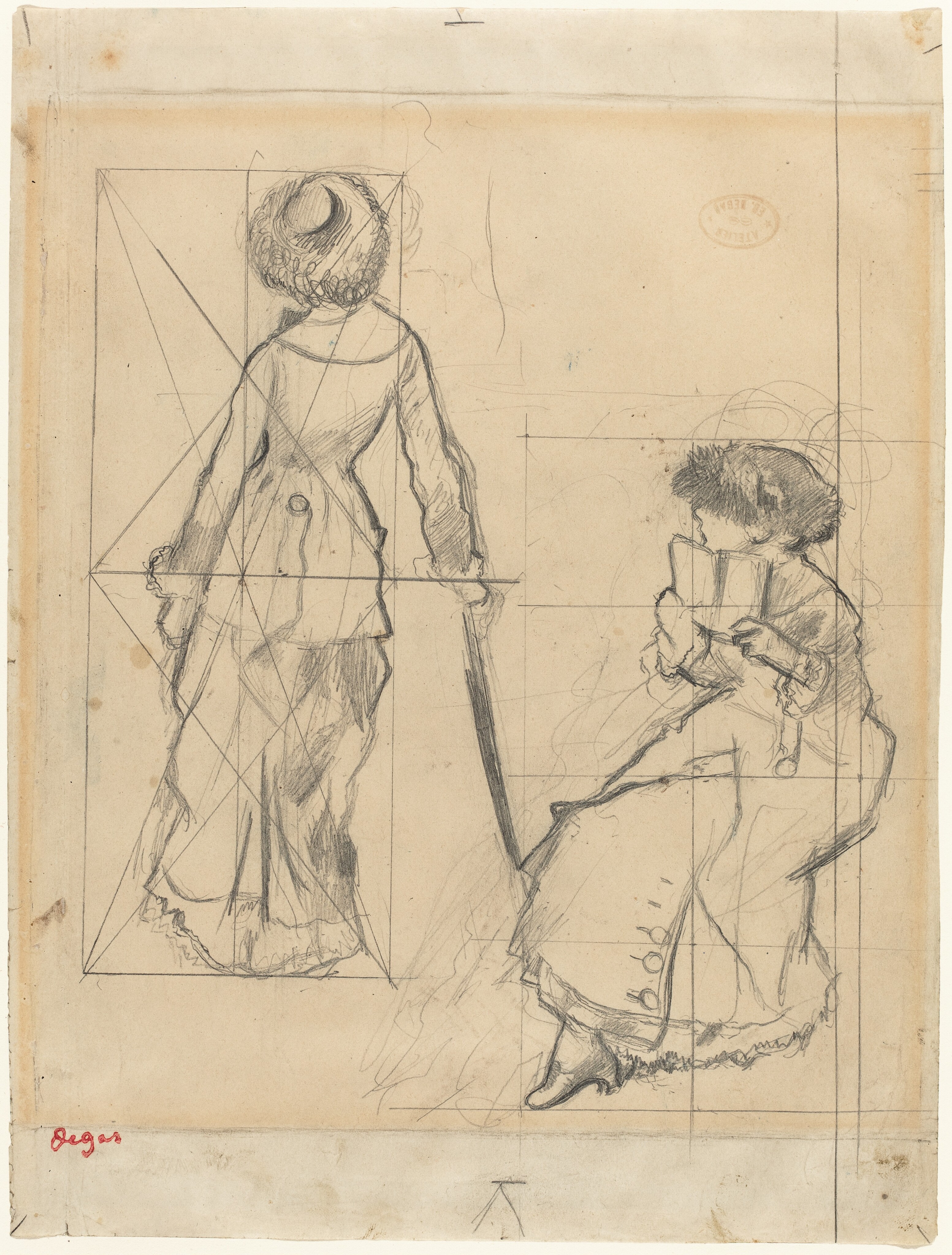 Study for "Mary Cassatt at the Louvre" [recto] - Edgar Degas