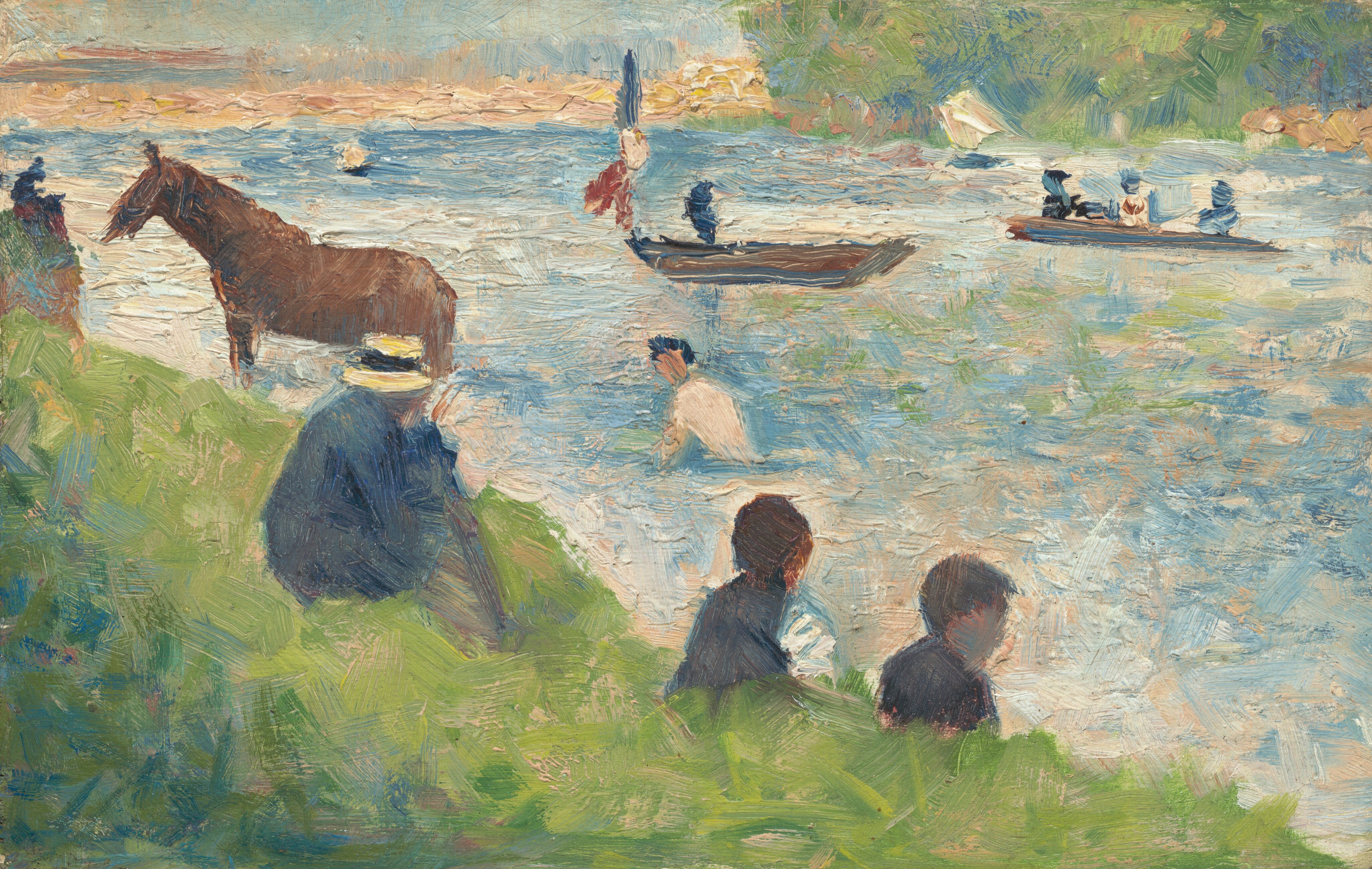 Horse and Boats (Study for "Bathers at Asnières") - Georges Seurat