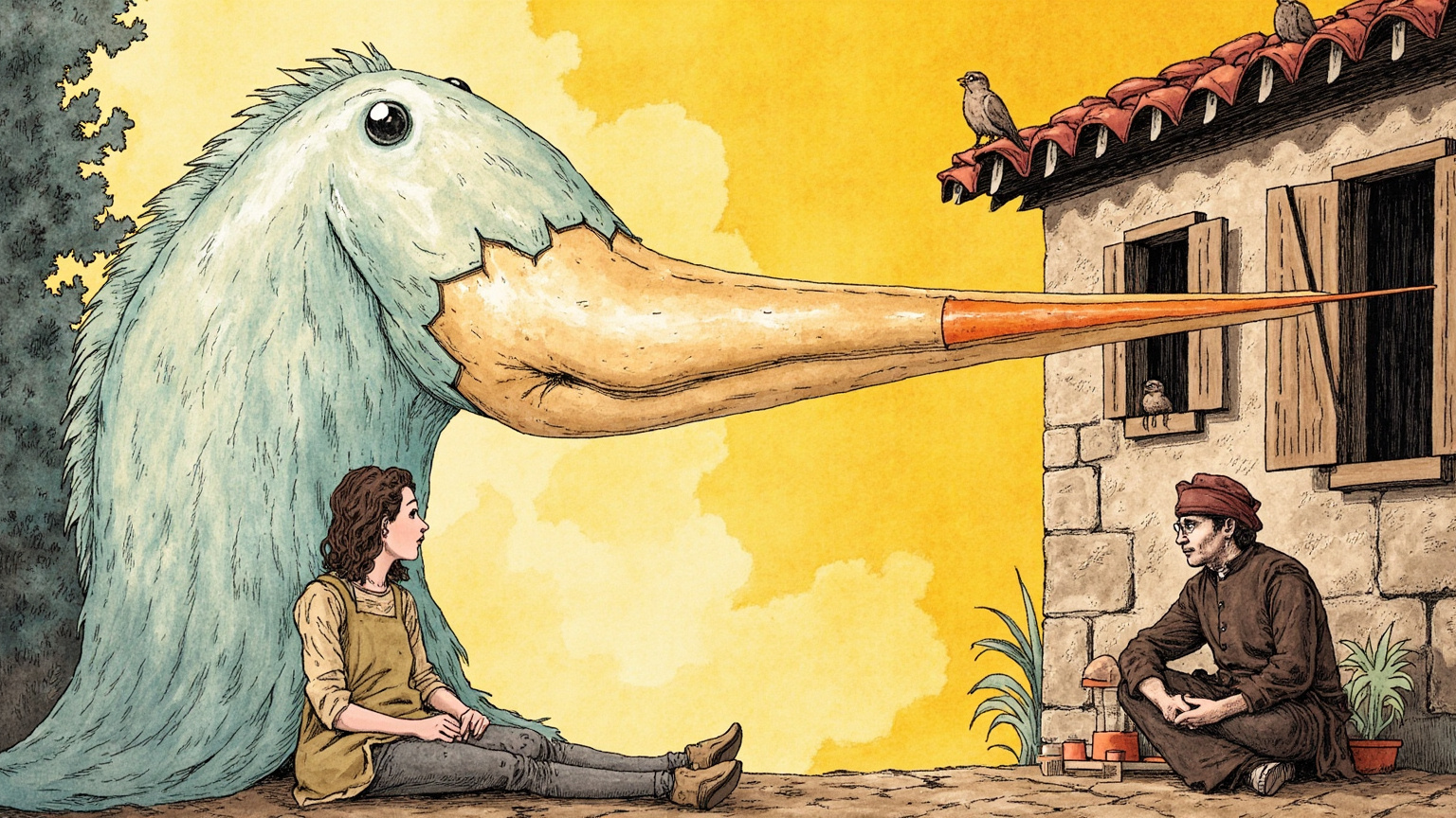 "I am laughing because, in preening my feathers, I tickled myself under the wings."