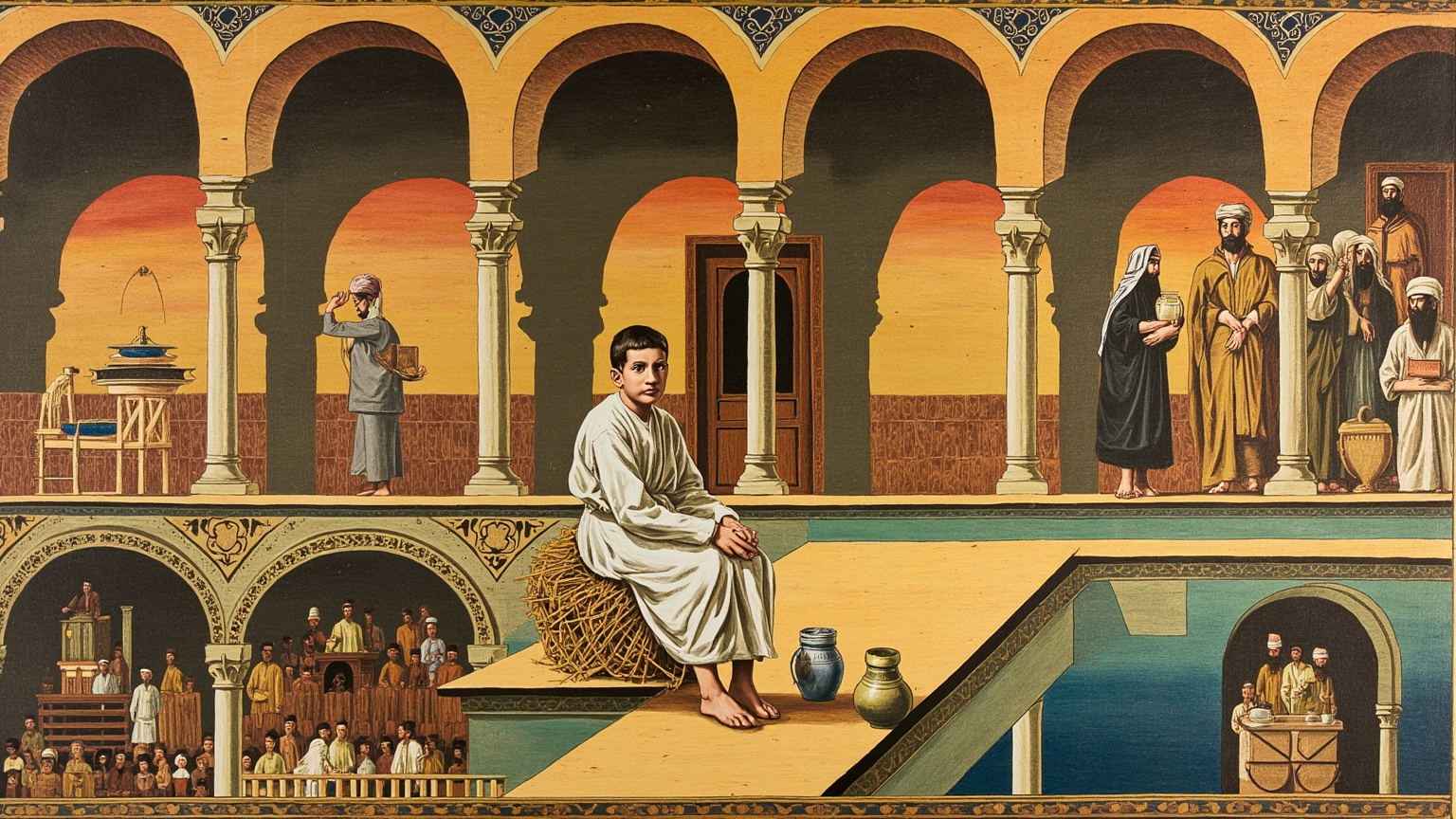 He sat still on the mat long after the circle had broken up, waiting until his feet went numb before he rose.