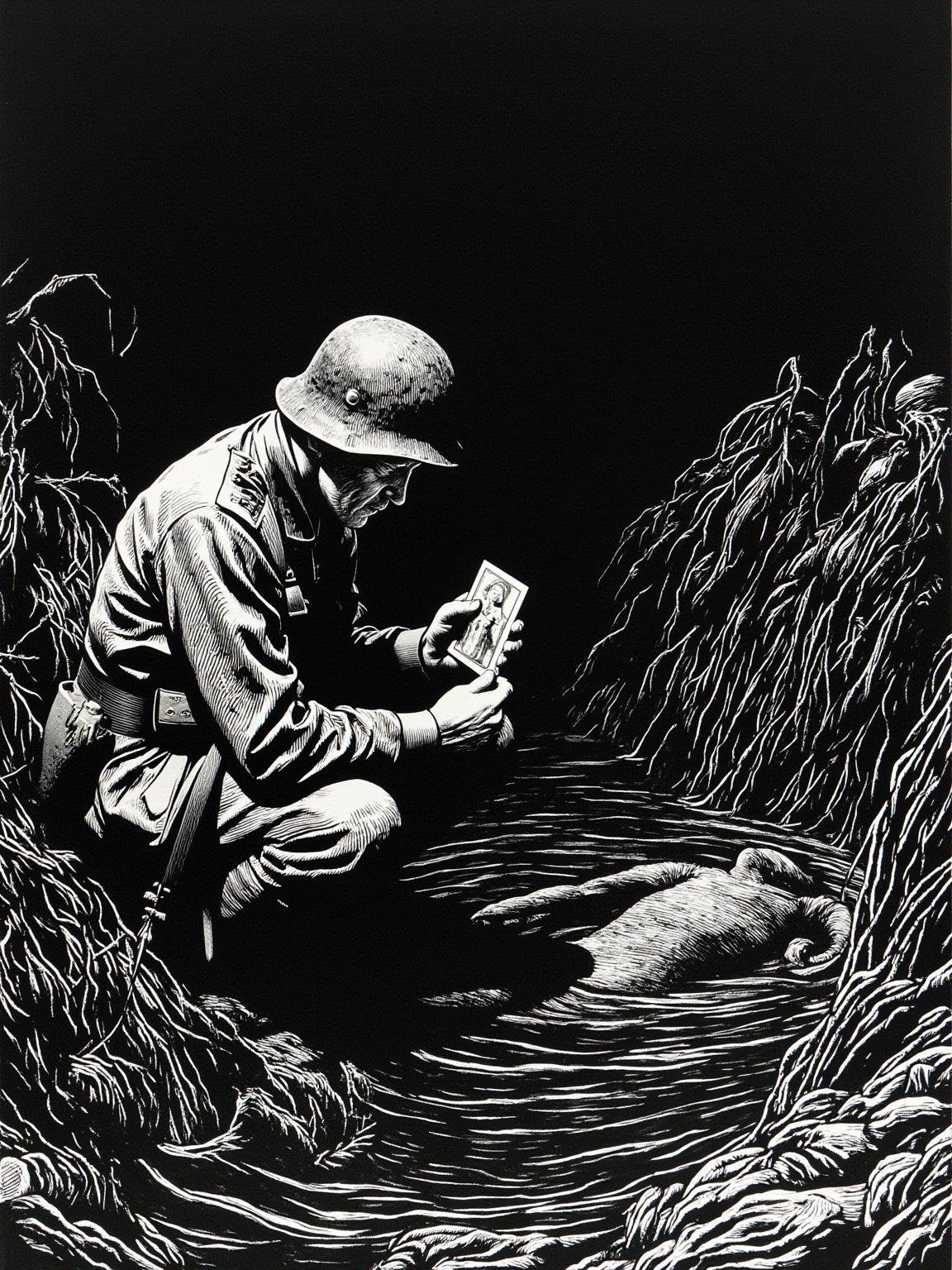 This is the first man I have killed with my hands, whom I can see close at hand, whose death is my doing.