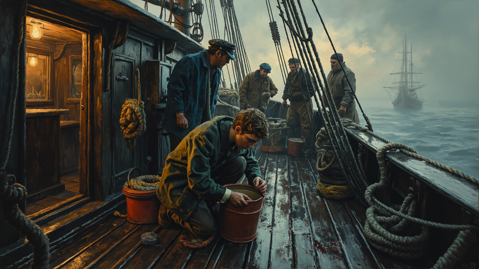 He learned to bait his own hook, and to pull without hurrying; and to throw the fish on the deck with a flip that did not stun them.