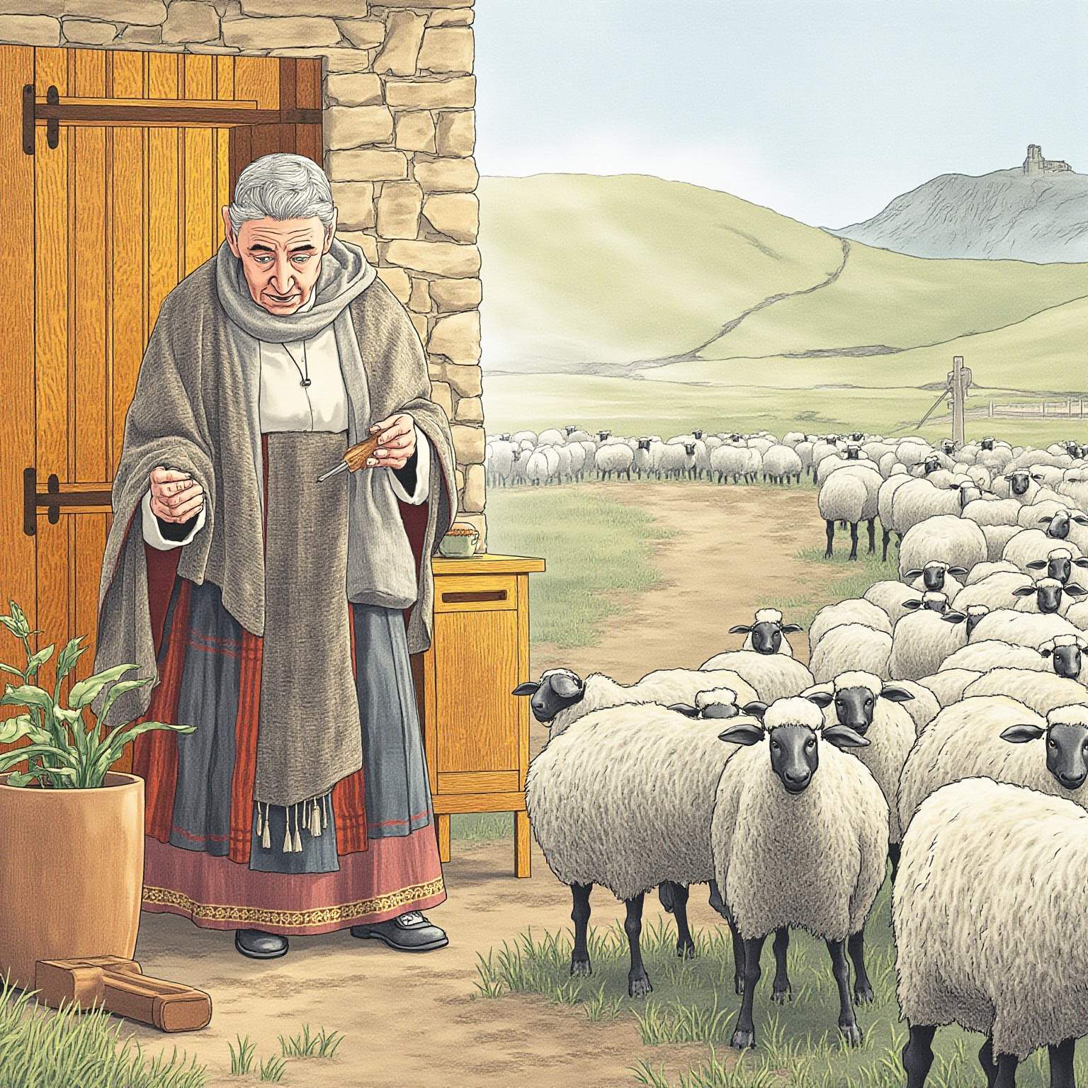 The shepherd counts the flock and finds one missing, and a prayer goes up for the lost sheep.