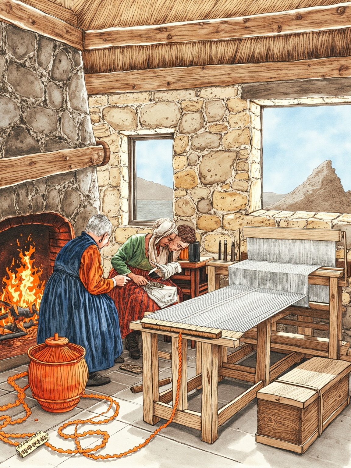 She lays the cloth against her breast before the shears fall, and asks a blessing on the cut.
