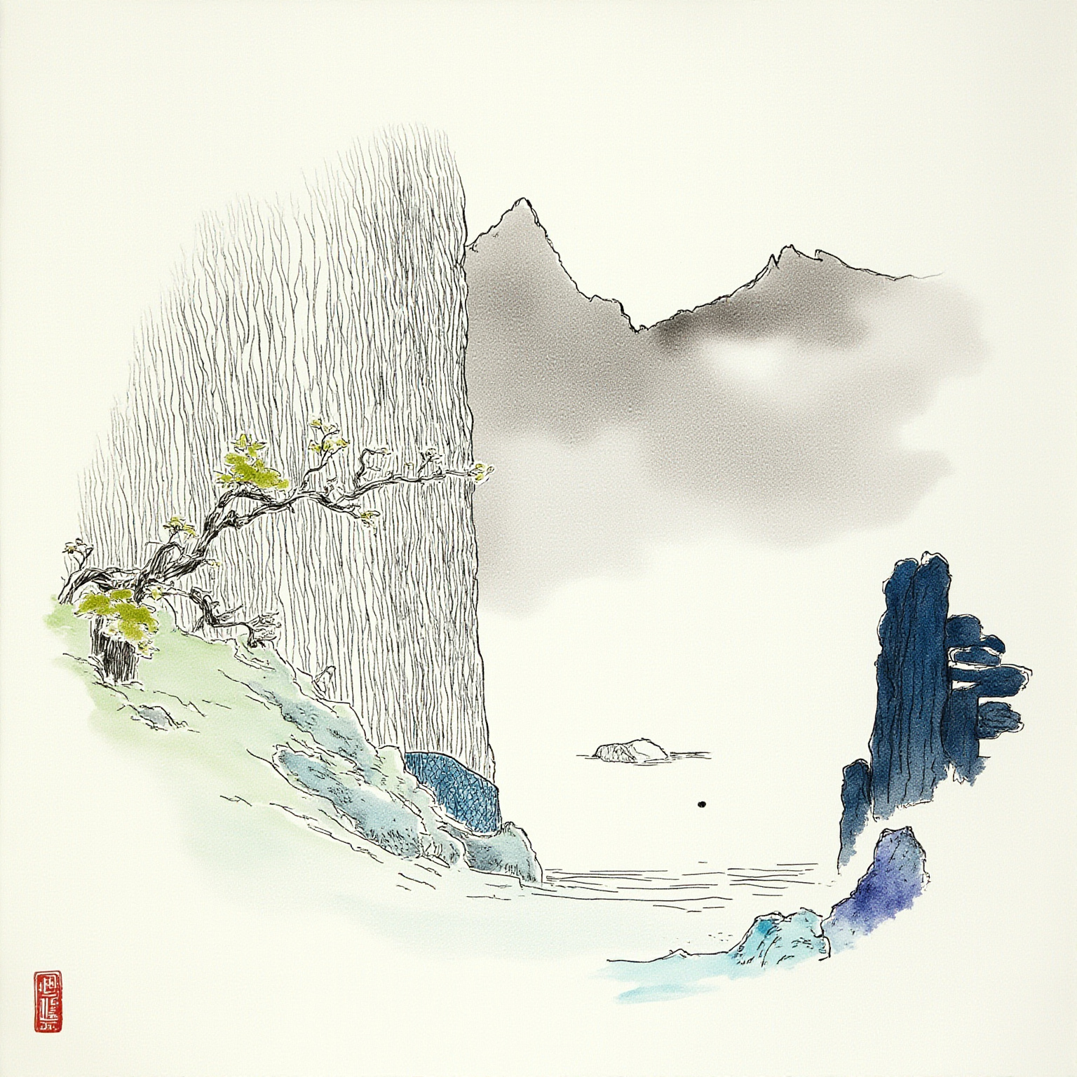寒山顶上月轮孤，照见晴空一物无。
