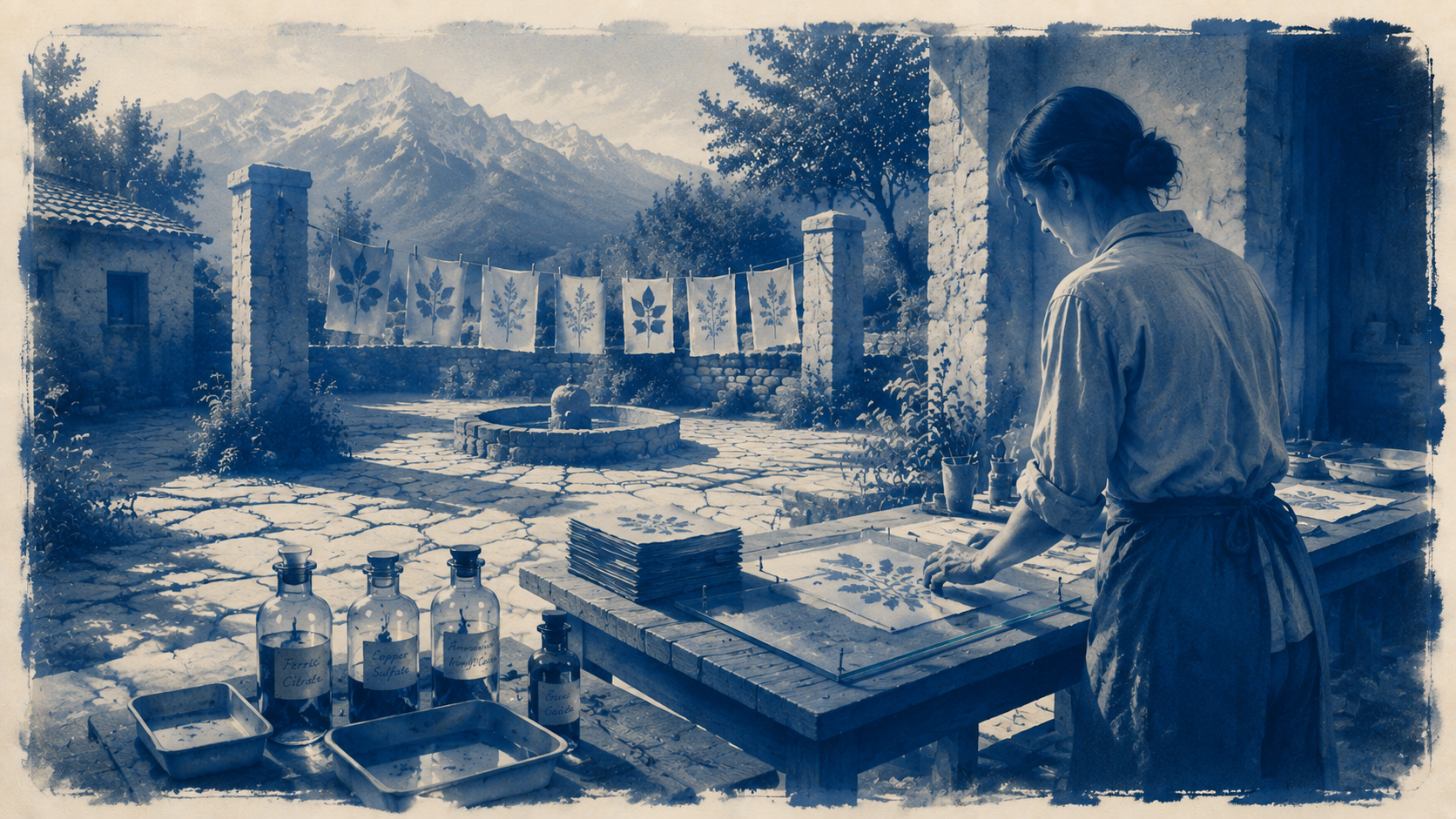 Sheets darkening to blue on the courtyard line