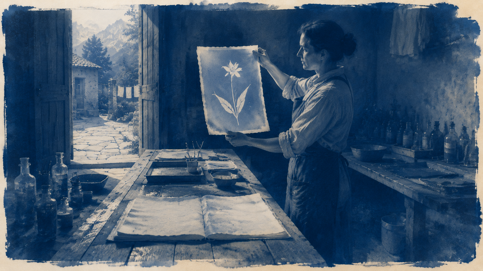 The alpine gentian on a sheet that was blank at dusk