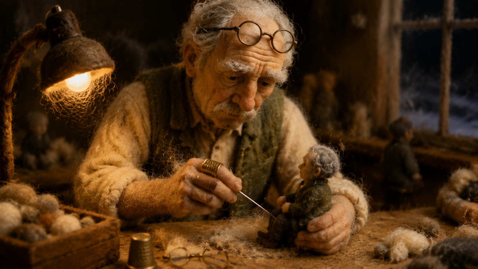 Needlework under the warm lamp