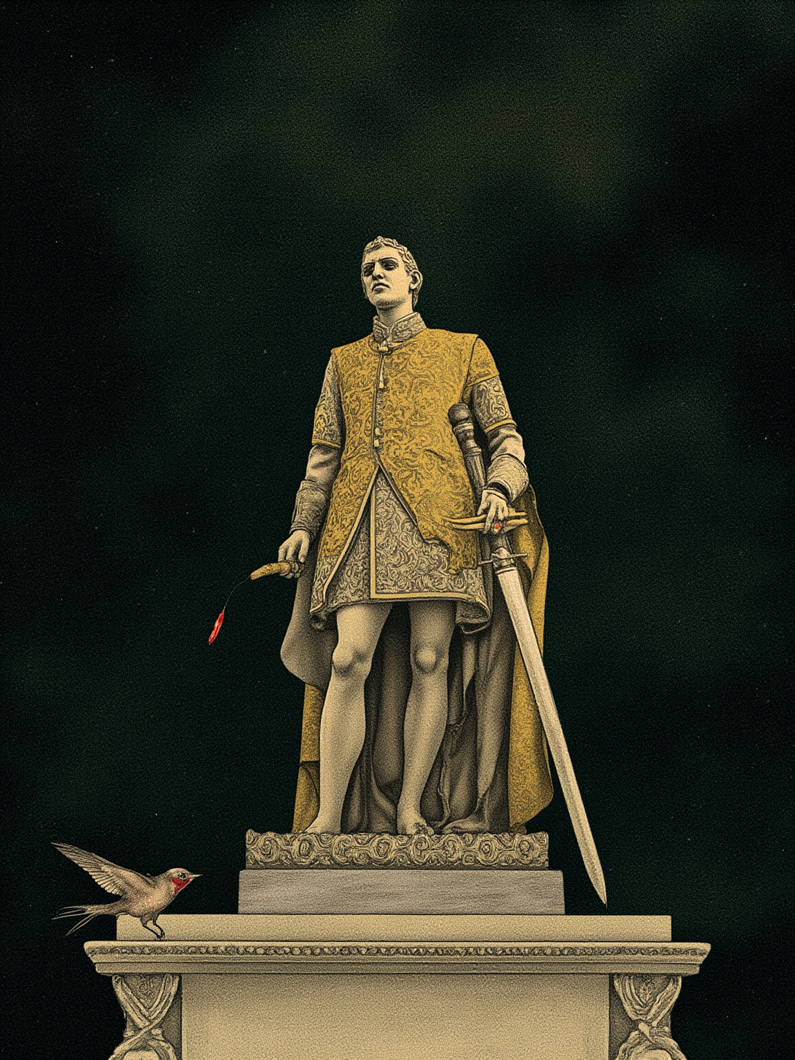 He flew into dark lanes, and saw the white faces of starving children looking out listlessly at the black streets.