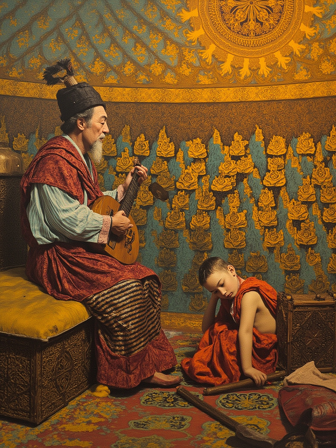 先赞他的毛色如豹，再赞他的步伐似鼓，最后赞那副鞍具，仿佛为他与他的英雄一同生就。