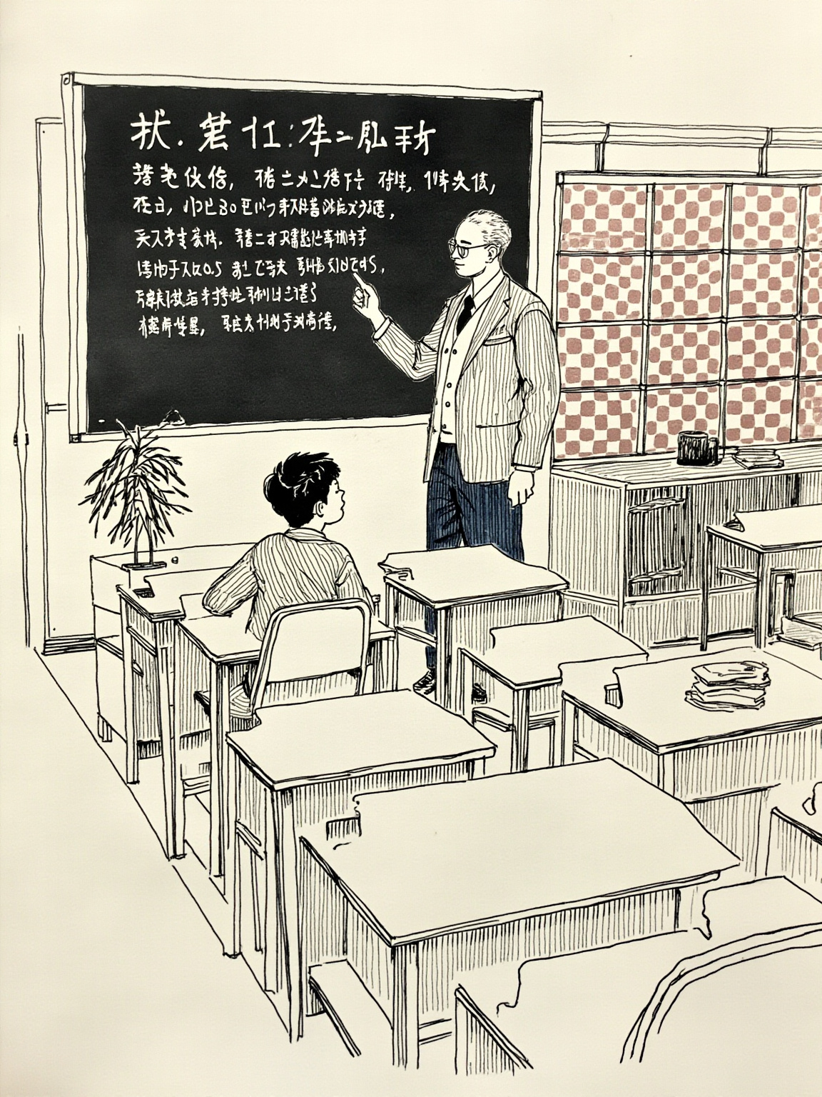 老师把问题说完，便站在黑板前等——等得空气发僵，等到一个孩子自己把话说出来。