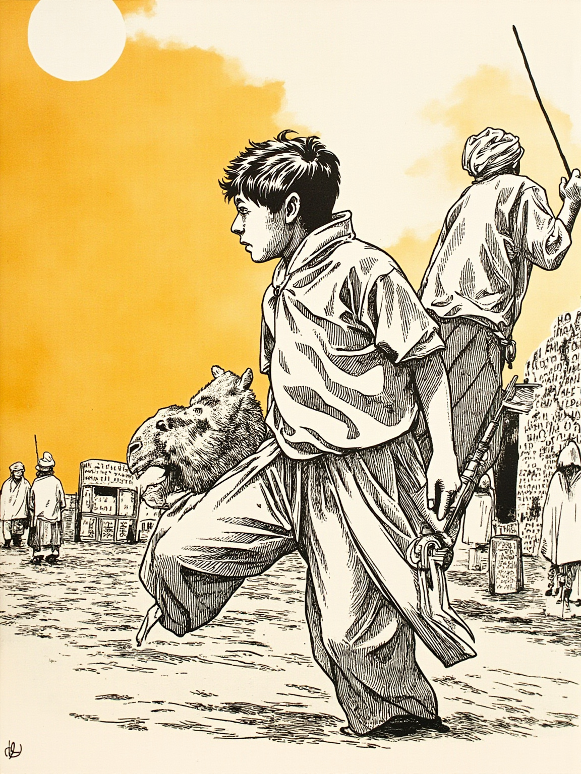 拉合尔街头，爱尔兰孤儿基姆（Kimball O'Hara）——已故英军仪仗队上士与爱尔兰保姆之子——早已褪去白人身份，晒黑肌肤混迹于印度街头孩童与商贩之间，人称『万人之友』；偶遇一位从西藏南来、寻找传说中能洗净一切罪孽的『箭河』的年迈喇嘛，