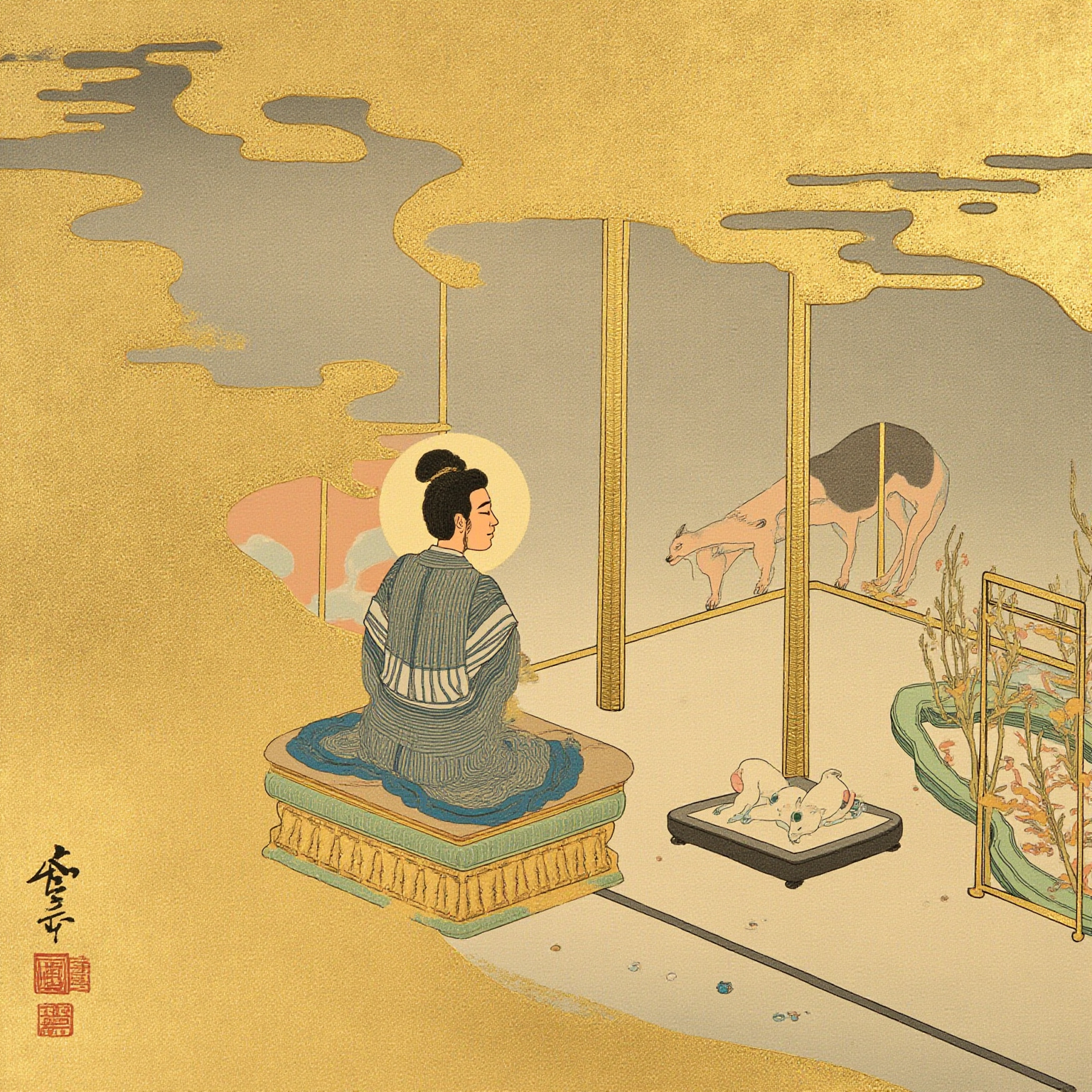 In the capital of the Middle Kingdom, a monk in mountain silence copied sutras by lamplight, that the Dharma might cross the sea eastward.