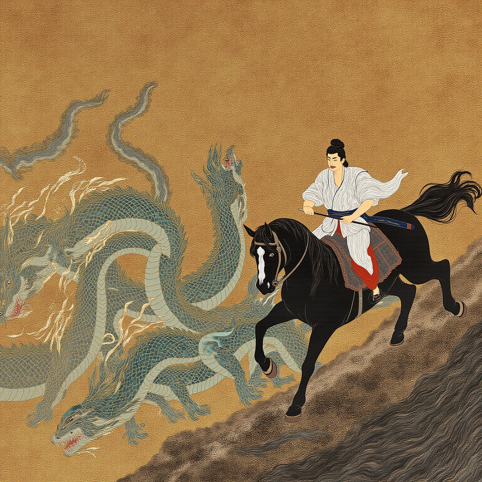 He mounted an iron steed and grasped an iron staff; wherever the horse trampled, no enemy force could stand.