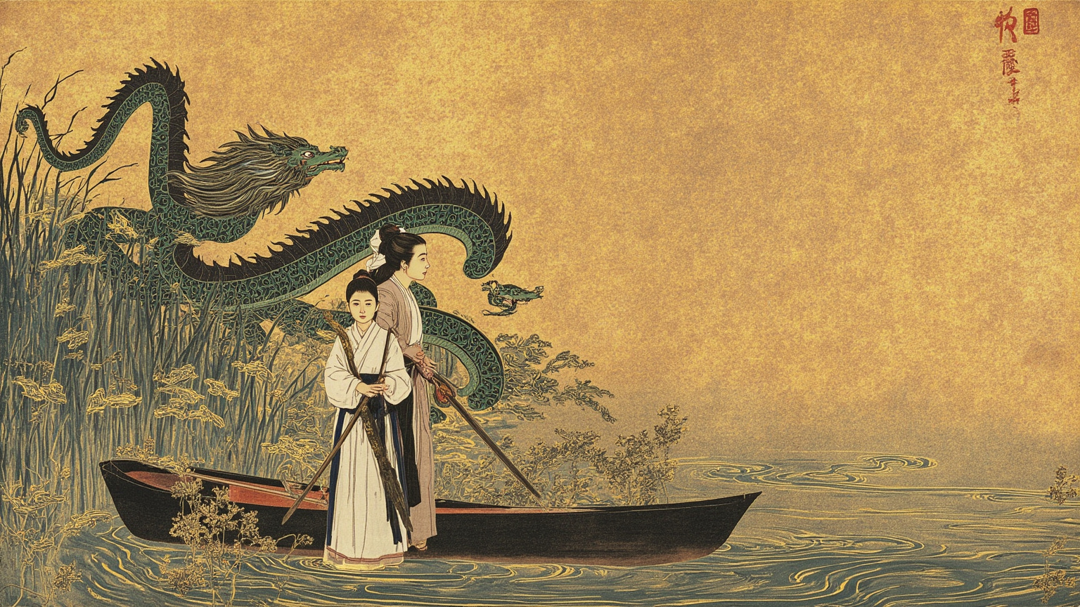 The two sisters raised the banner of revolt against the Han; their wrath burned across nine districts in a single night.