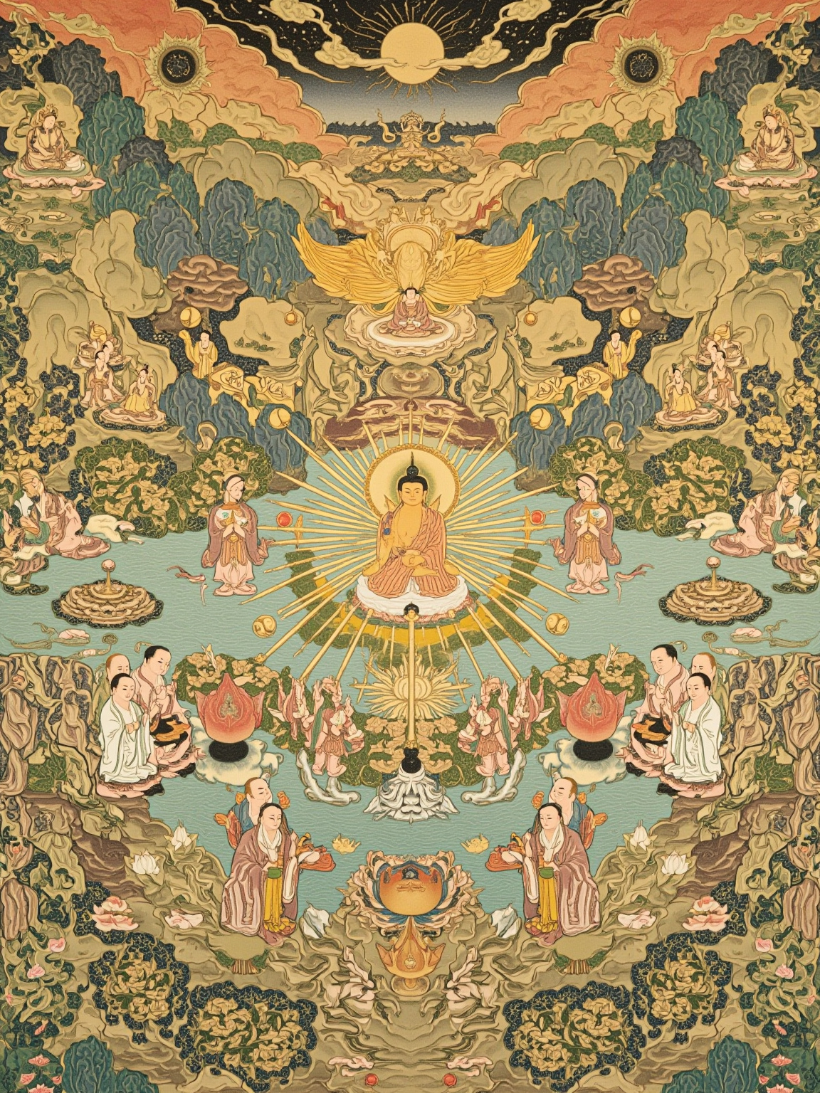 龙女以一宝珠献佛，当成佛道。佛道悬隔，悟不在身，而在信心疾迟之间。