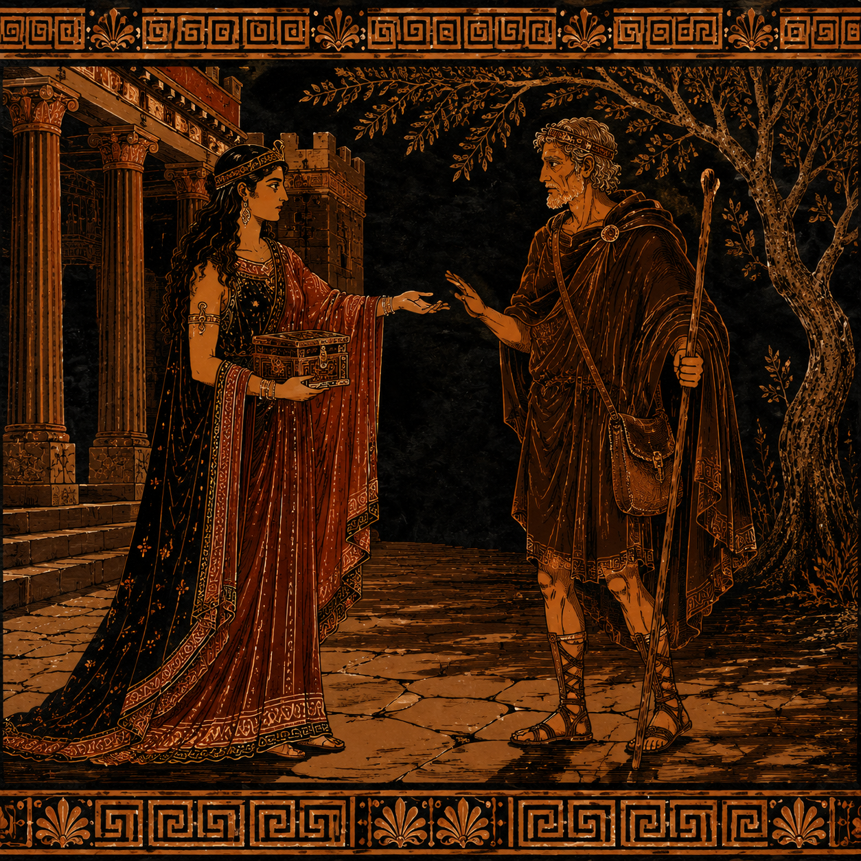 But in this land, Where Creon rules, I may not raise my hand To shelter thee.