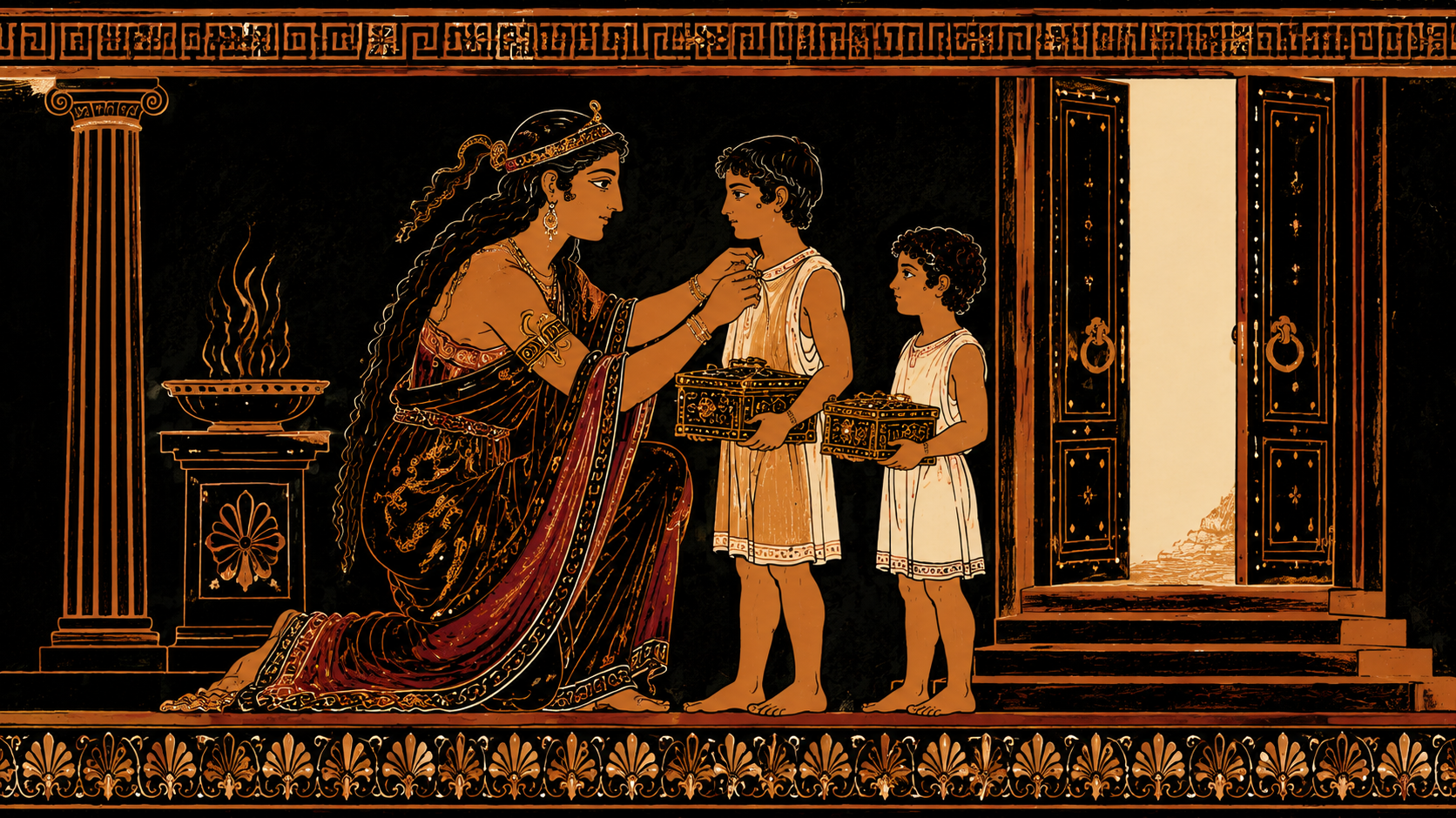 Bear them as your gift To her, being bride and princess and of right Blessed!--I think she will not hold them light.