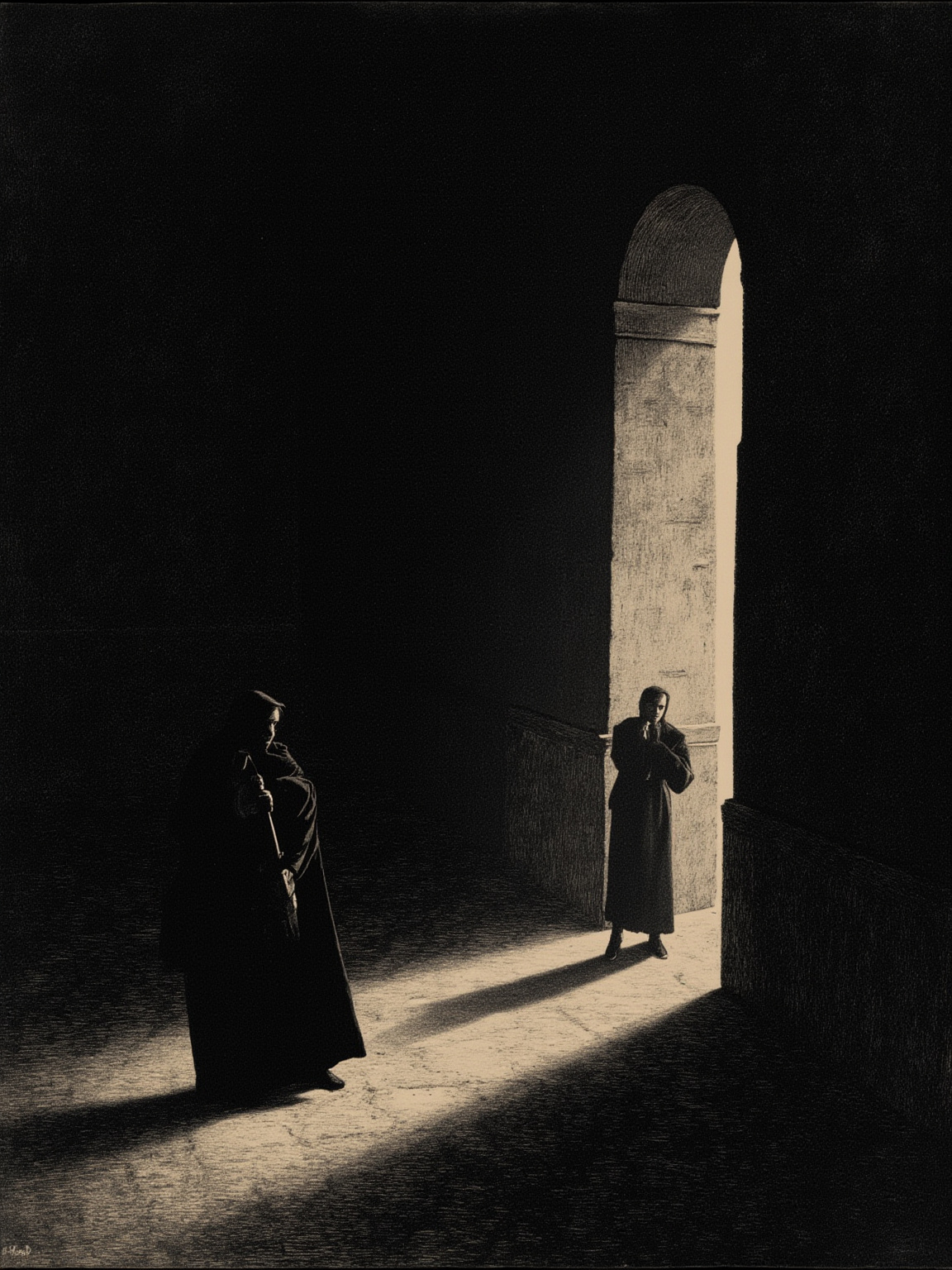 He saw before him a figure that seemed to have wandered from some far region of doubt and darkness.