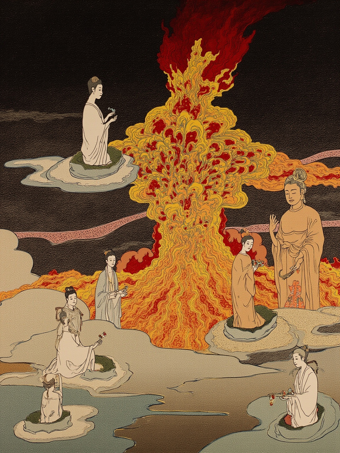 From the depths of the hall, the fire rose—and one by one, they dissolved into cloud.