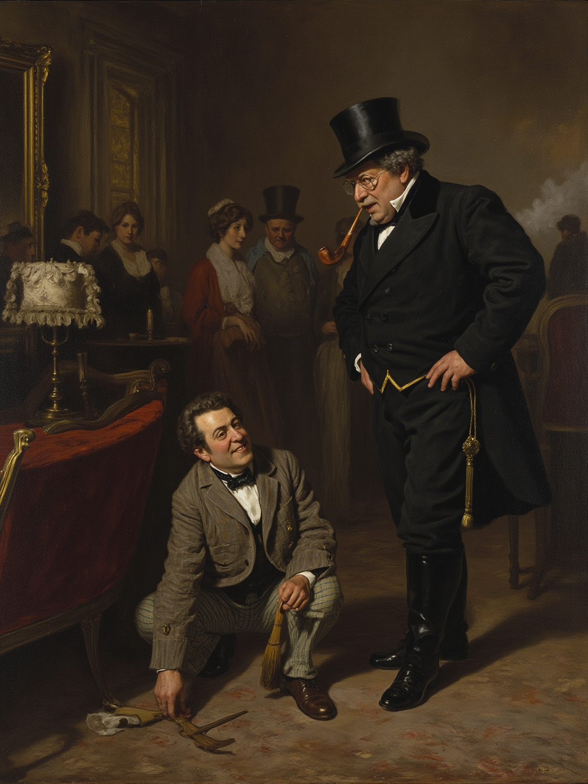 'Beg your pardon, sir, but this here officer o' yourn in the gambooge tops, 'ull never earn a decent livin' as a master o' the ceremonies any vere.