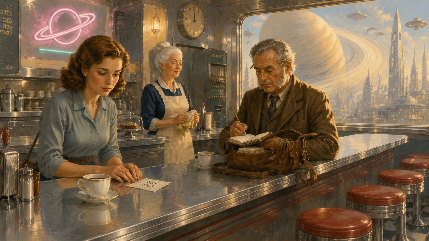 The satchel man and Iris's ticket