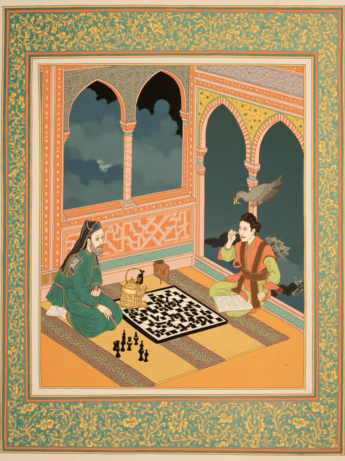 棋盘便是官场,每一子皆为决断;须知进须有耐,退亦不辱。