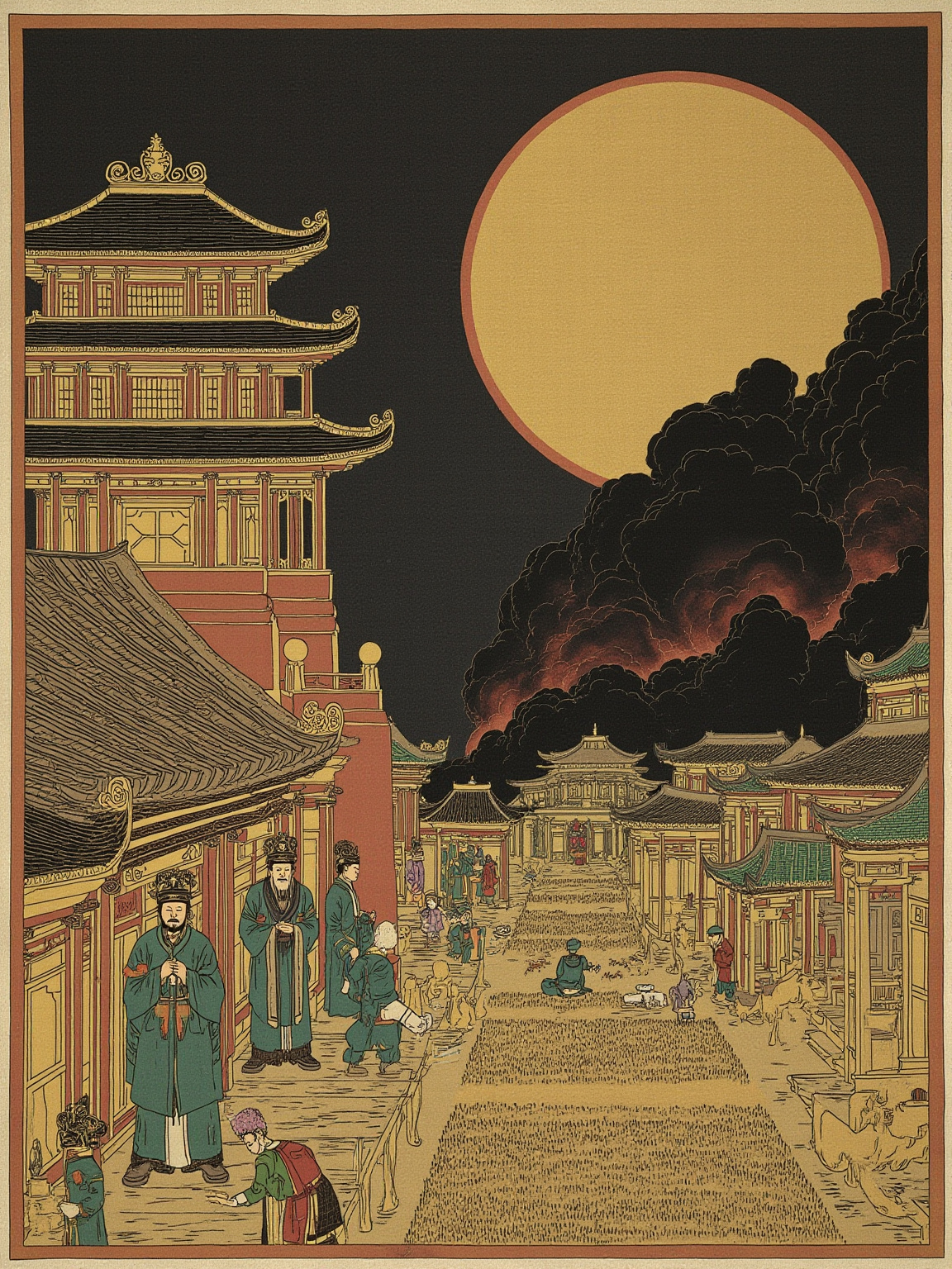 尔朱荣纵兵，尽杀王公朝士千余人，自此魏室日衰。