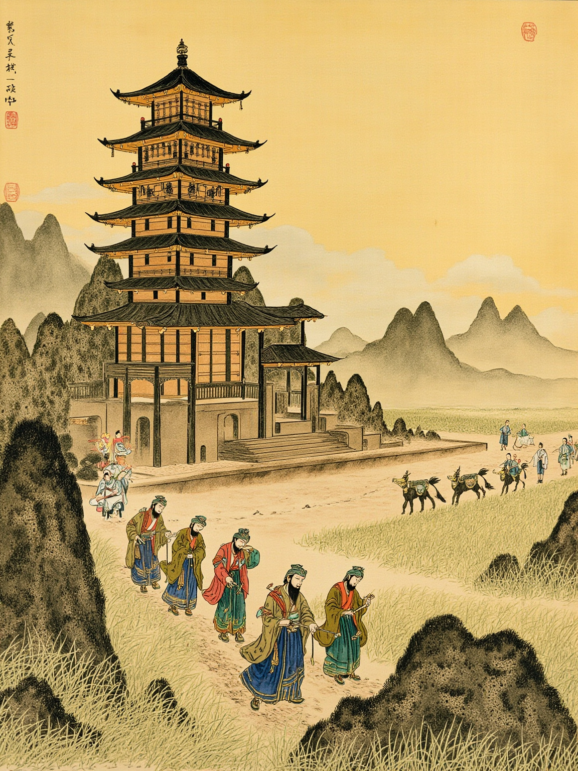 火初从第八级起，累雨不灭，金盘坠落，铎声遂绝。