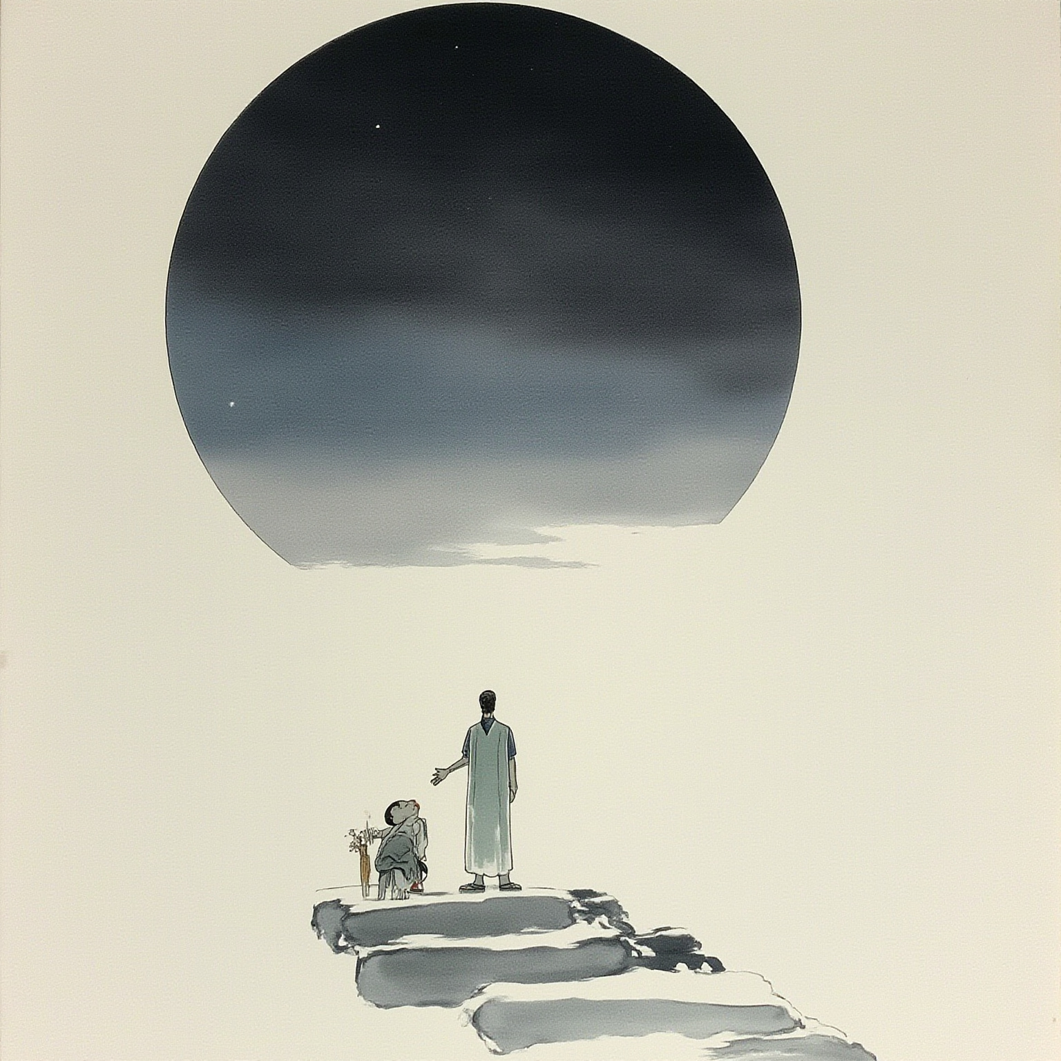 松枝侯爵府清显病室，窗外大雪纷飞，本多坐在床沿握着他瘦削的手，榻边小几上放着一只没喝完的药碗，烛火在穿堂风中摇曳