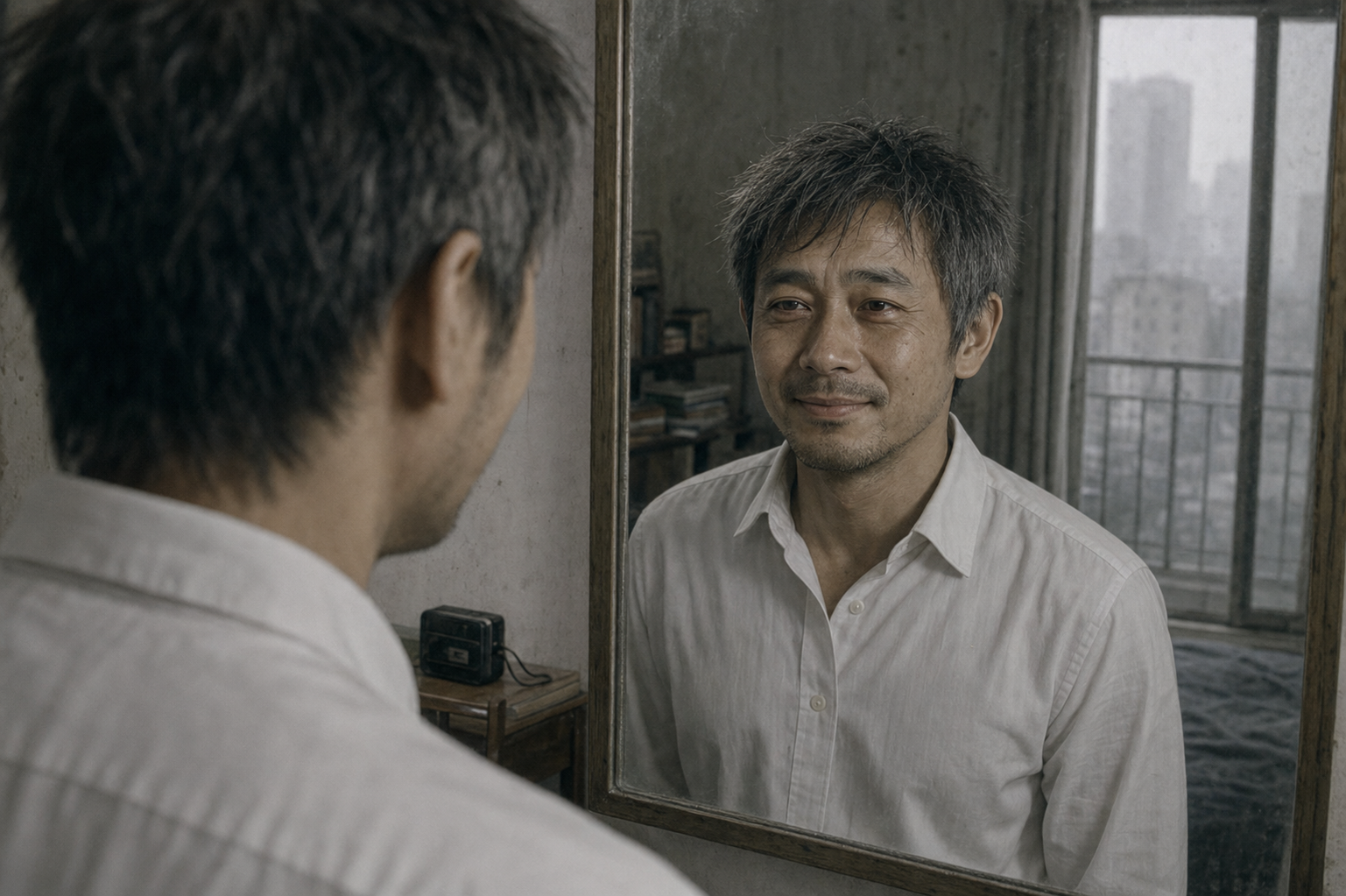 The mirror and the borrowed smile