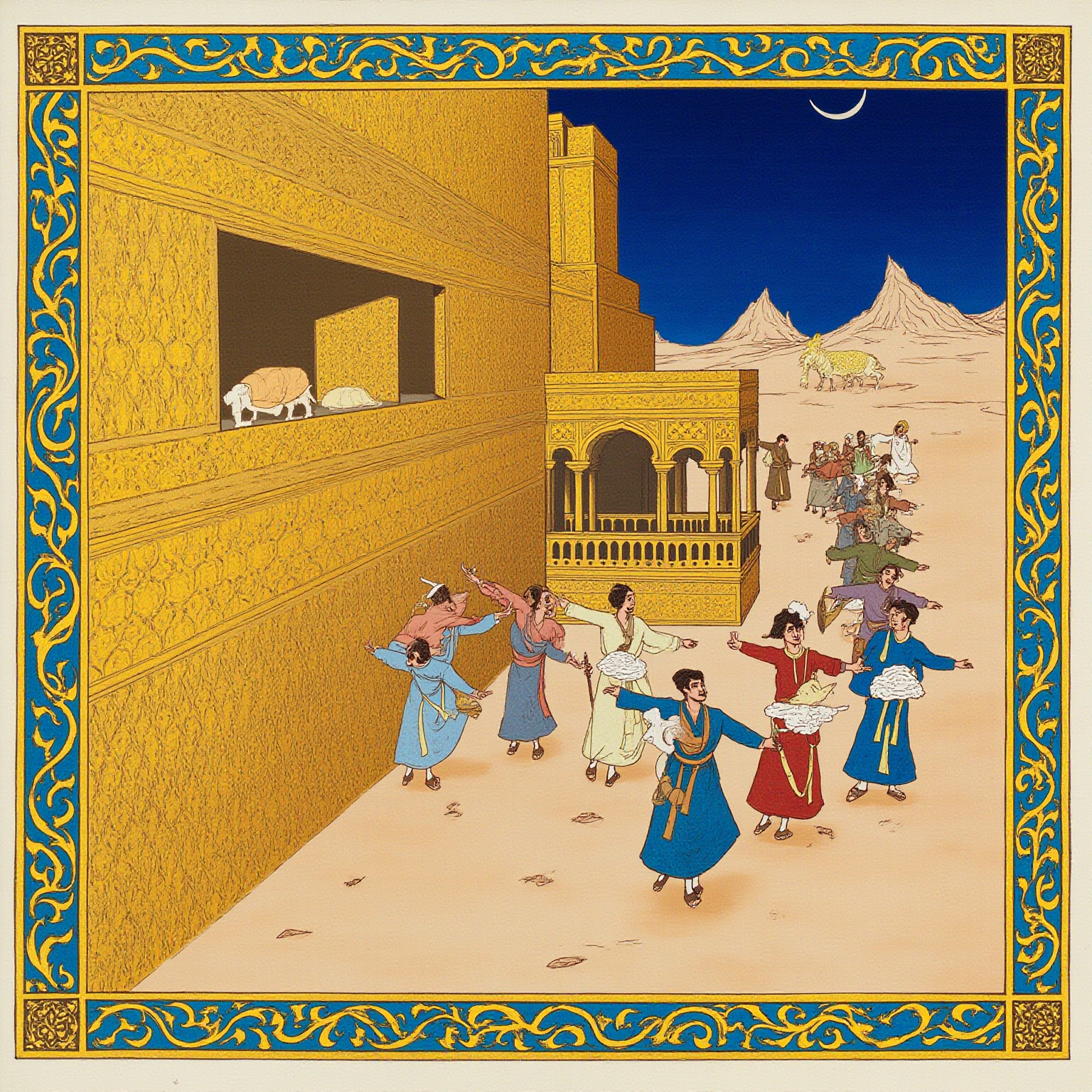 He was turned into a beast; the desert carried him, and a peri came at last to undo the spell.