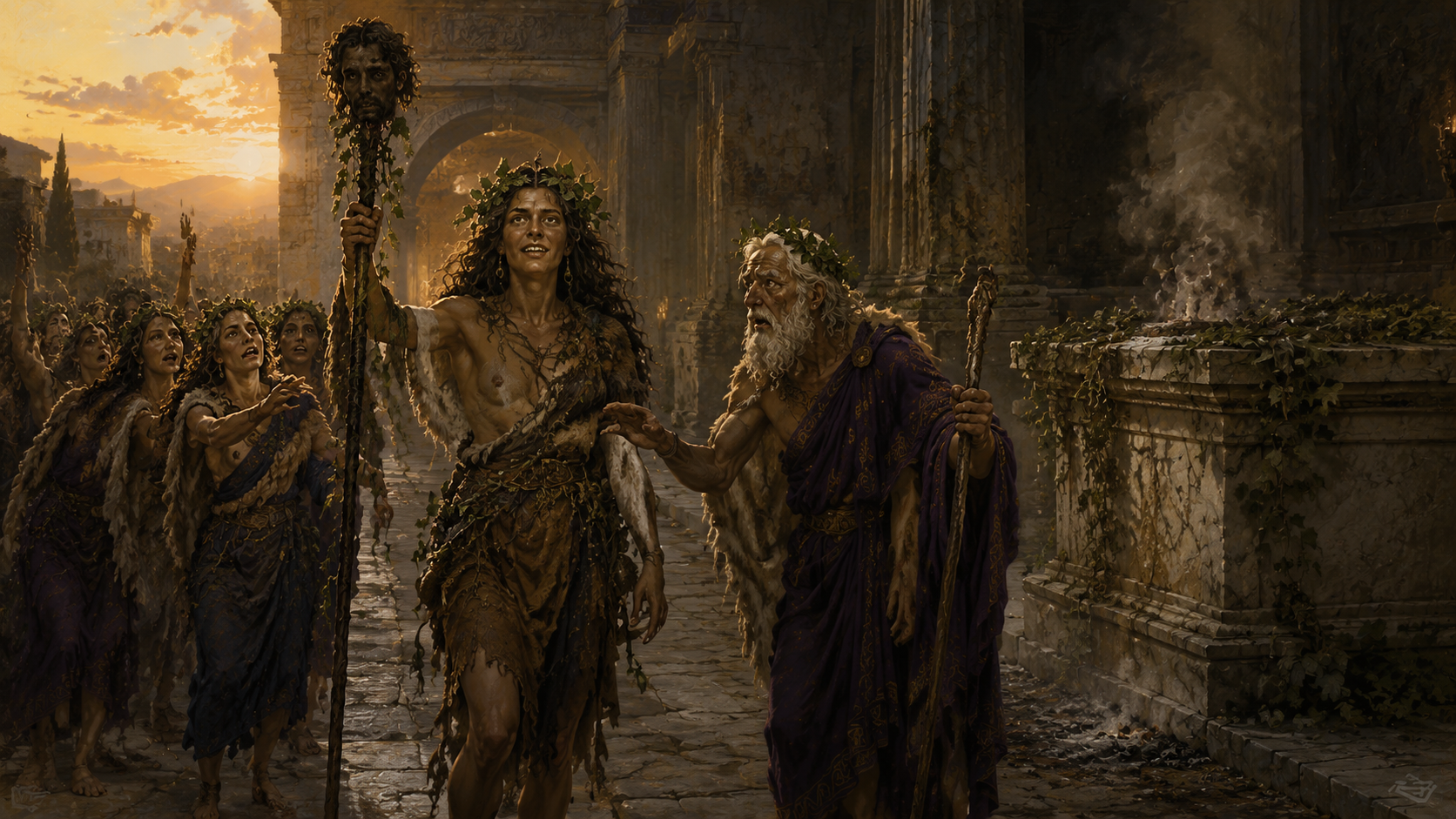 'Twas his mother stood O'er him, first priestess of those rites of blood.