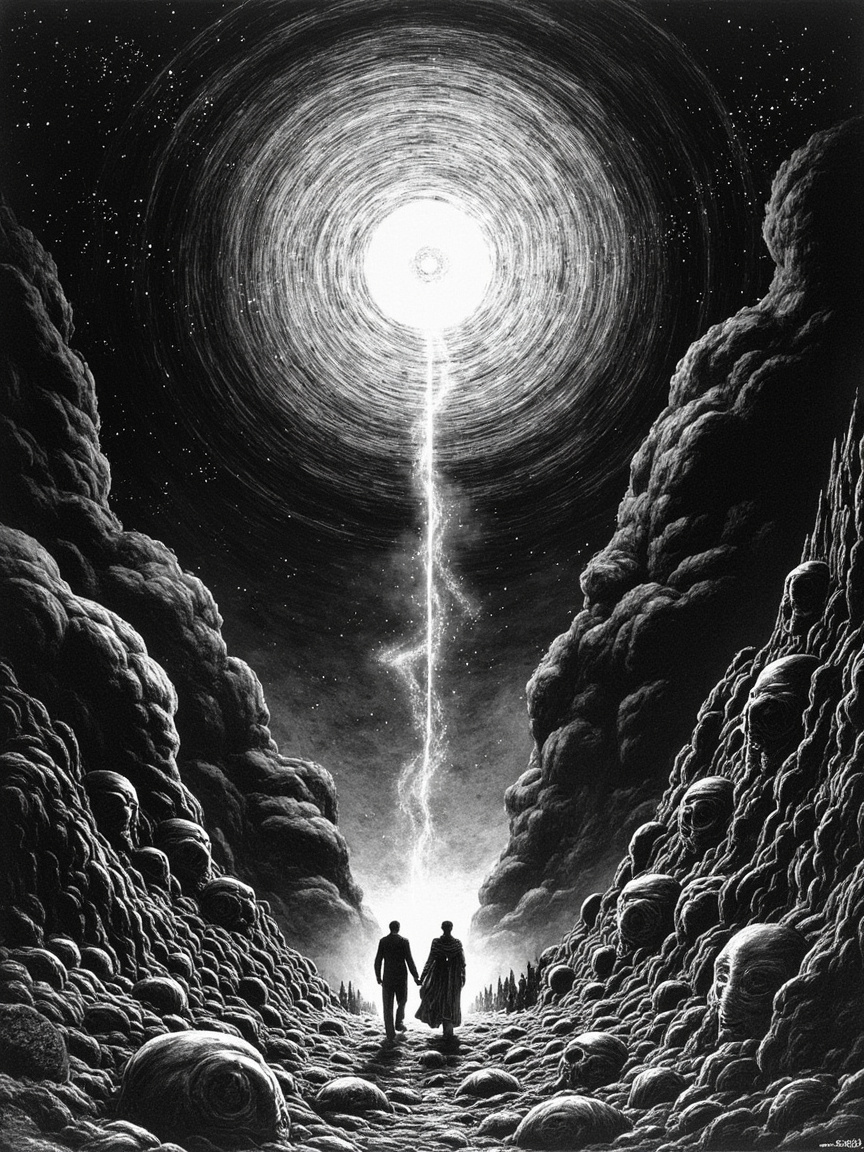 在我们人生旅程的中途，我发现自己身处一片幽暗的森林，因为那条笔直的路已经迷失。