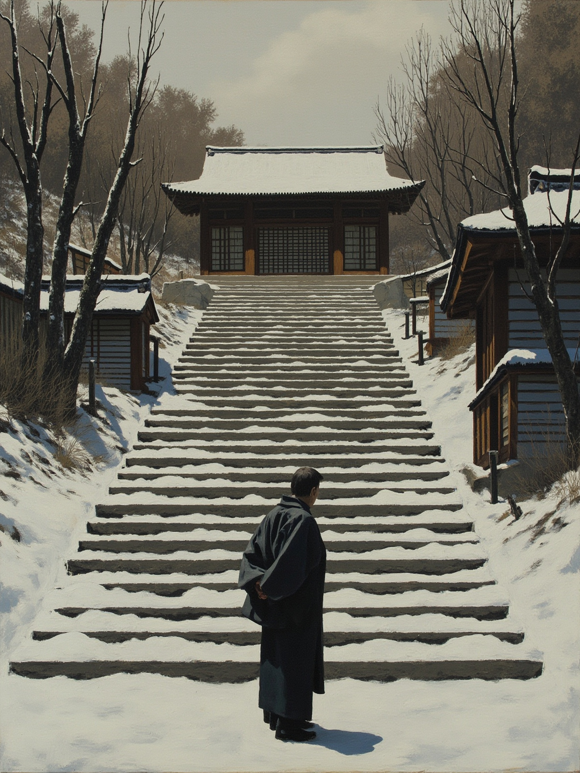 他在山门前站了很久，久到已经知道自己不会走进去。