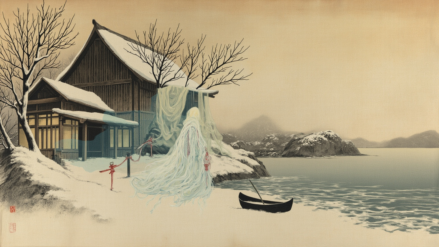 全书的骨架：依『某年某月某某在远野（或邻近某村、某山、某海）遇到某事』排列的一百一十九则短记——遠野町本街、周围各村（三陸海啸之后的渔民、猎人、山民、白装の巫女），内容覆盖 山神祭走之人（山男・山女）、河童、座敷童子、人鱼的传说、雪女、桥姫