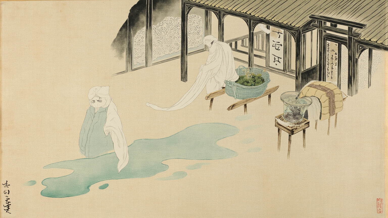 结构示例：常以地点起（『远野に、かく言う事あり』）、接身份（『土淵村附馬牛の某某』）、接事件（『其家ニ座敷童子あり／其沢ニ河童あり／其山ニ入りて帰り得ざりし人あり』），少数則附『其後如何』或『その後絶へたり』，全不作解释、不作审判