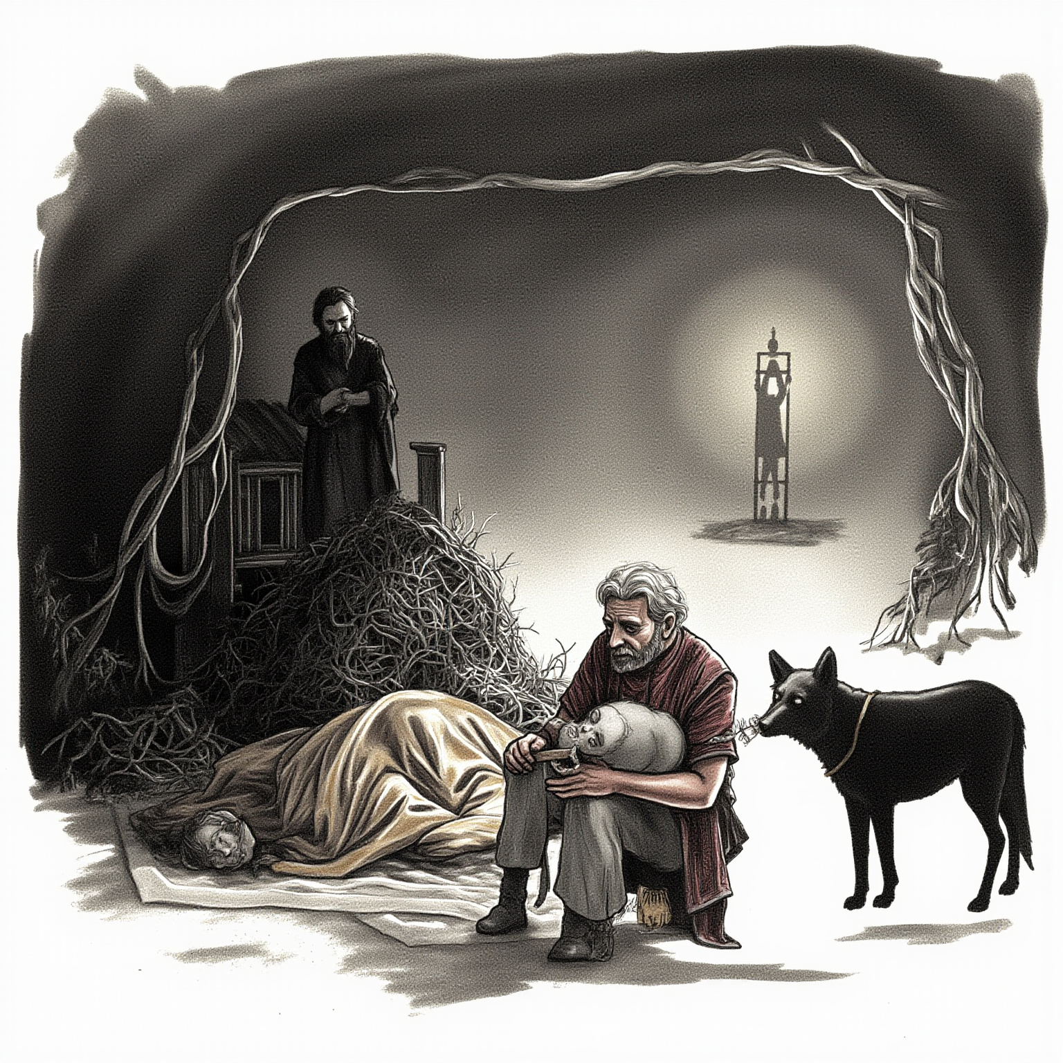 She died. The night was very dark. Dea was no longer anything but a shadow.