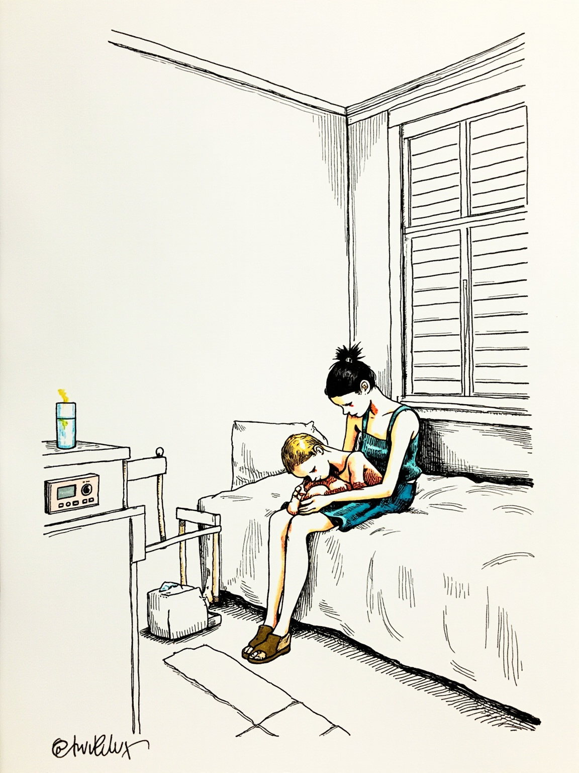 She stood at the window and watched him, and her hand went out and touched the place where he had been.