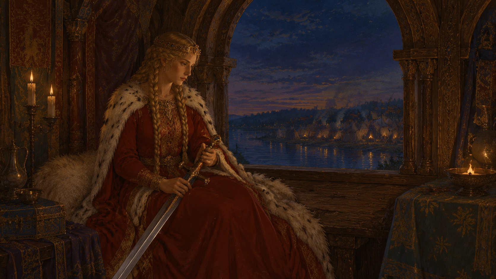 She spake: "I will obey you, I poor queen, and fare to the Huns as soon as ever that may be, whenever I have friends who will take me to his land."