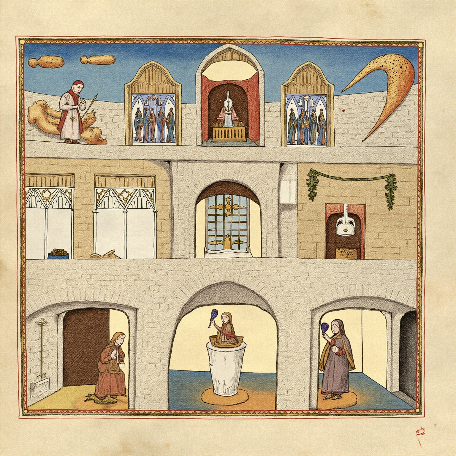 此后一千五百年：本笃会规自 7—8 世纪起经圣本笃·盎勒（Saint Benedict of Aniane）在法兰克王国推行为唯一通行修会规则，又经克吕尼（910）、熙笃会（1098）、加都西会、加默罗会等反复改革回归其基本结构；无数中世纪