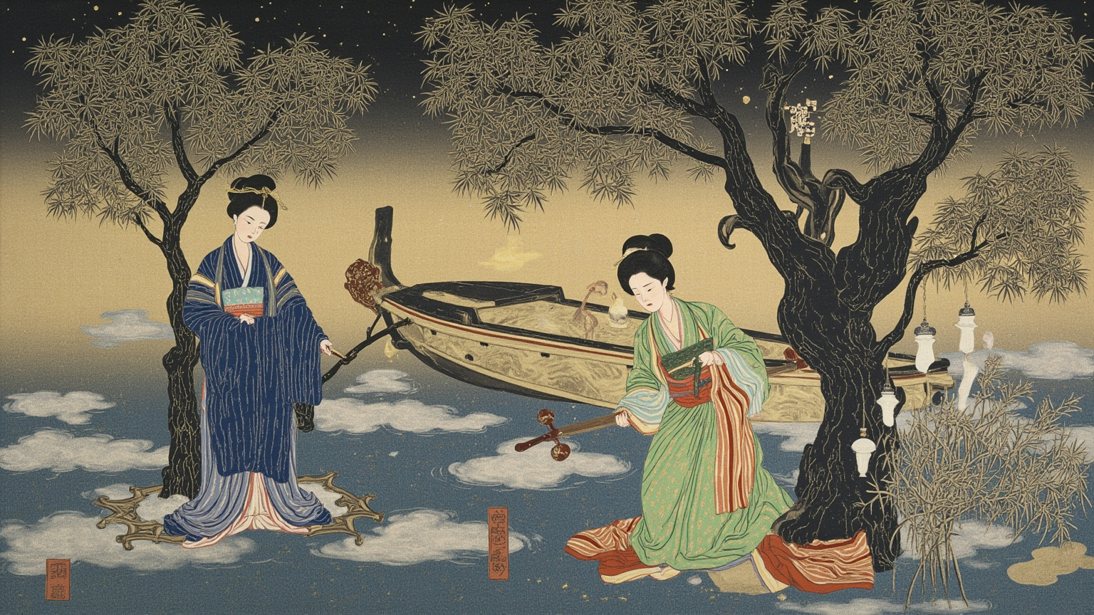 Her body bowed before fate; her heart, unbowed, kept turning back to the first love of a Qing-morning by the river.