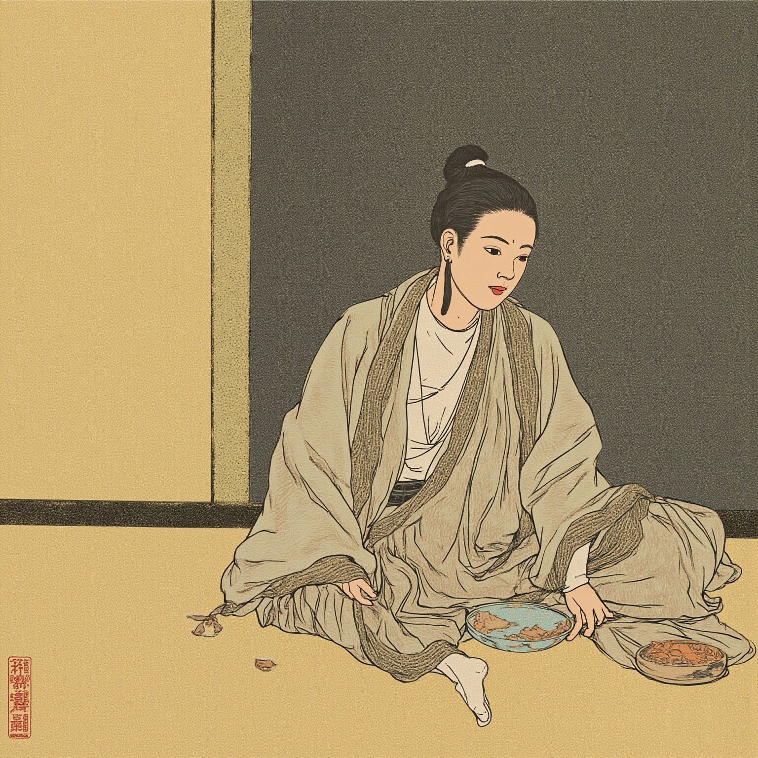 岁余，资斧既竭；姥与娃设计、徙于别所——生遂由贵介公子，转而为凶肆之挽歌郎矣。