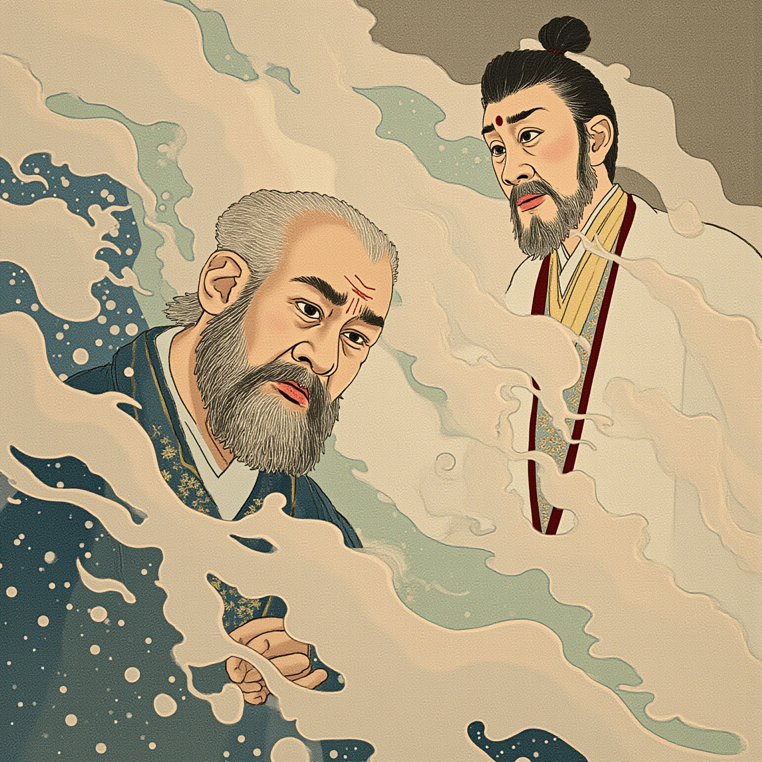清盛之子重盛屡次以温言劝谏父亲的骄纵专横，却于治承三年（1179）先于父亲病逝，平氏内部再无制衡之人，清盛愈发放纵