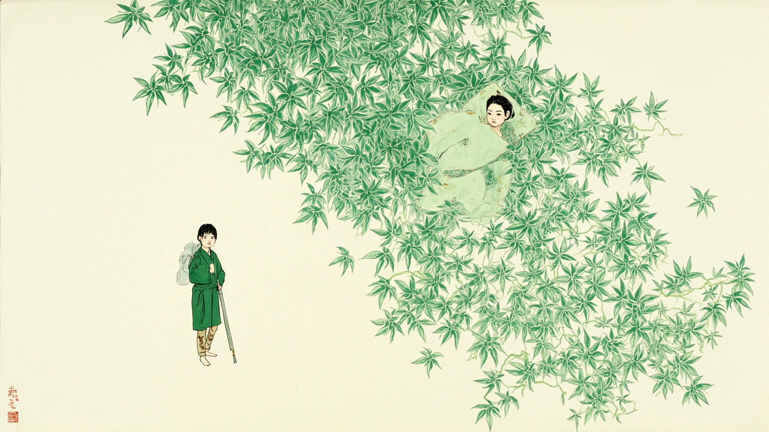 我想在她身上画一株花，一株在无人照料的废园里独自开了许多年的花。