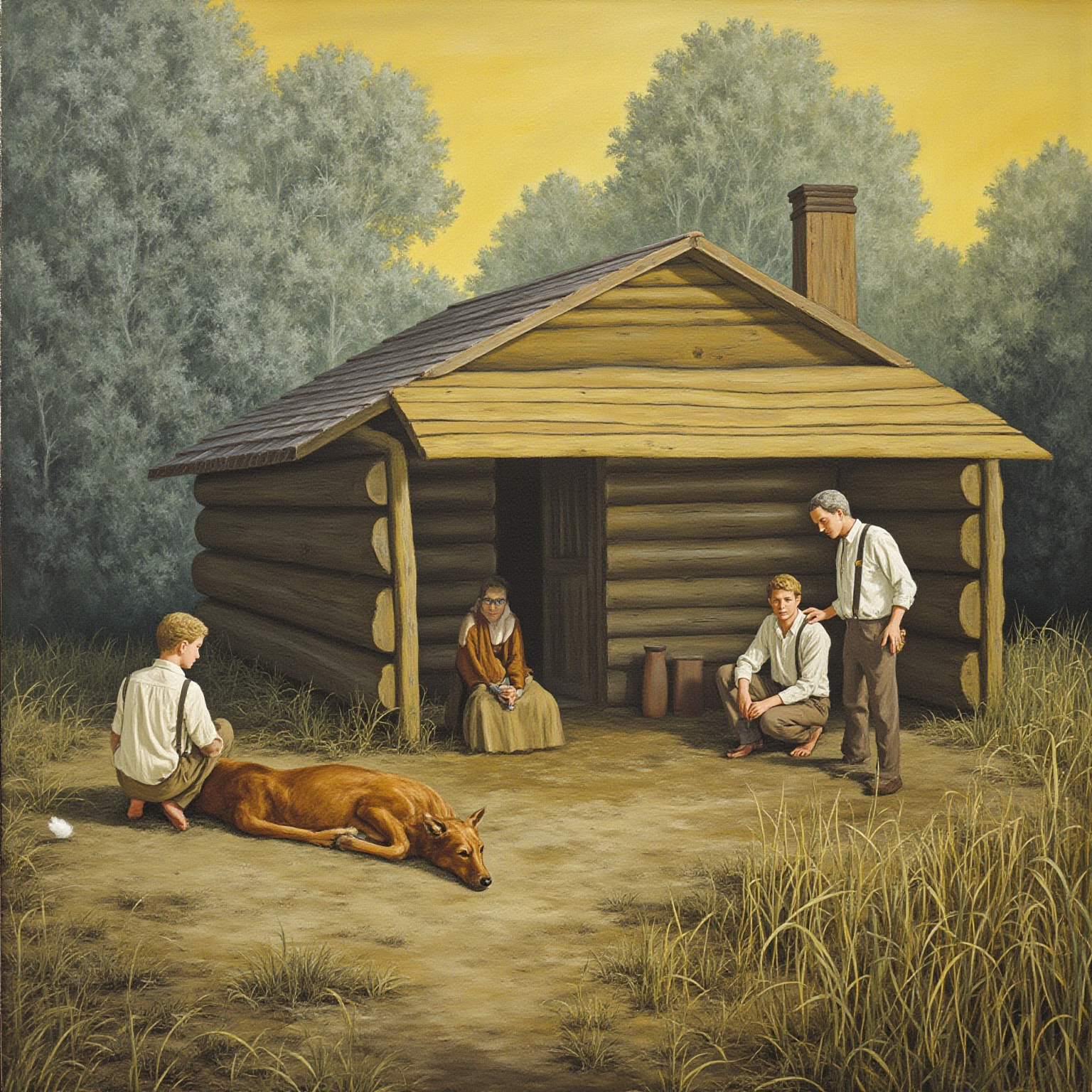 The fawn did not run. It stood still and looked at him, and the boy knelt in the dust and pulled the trigger.