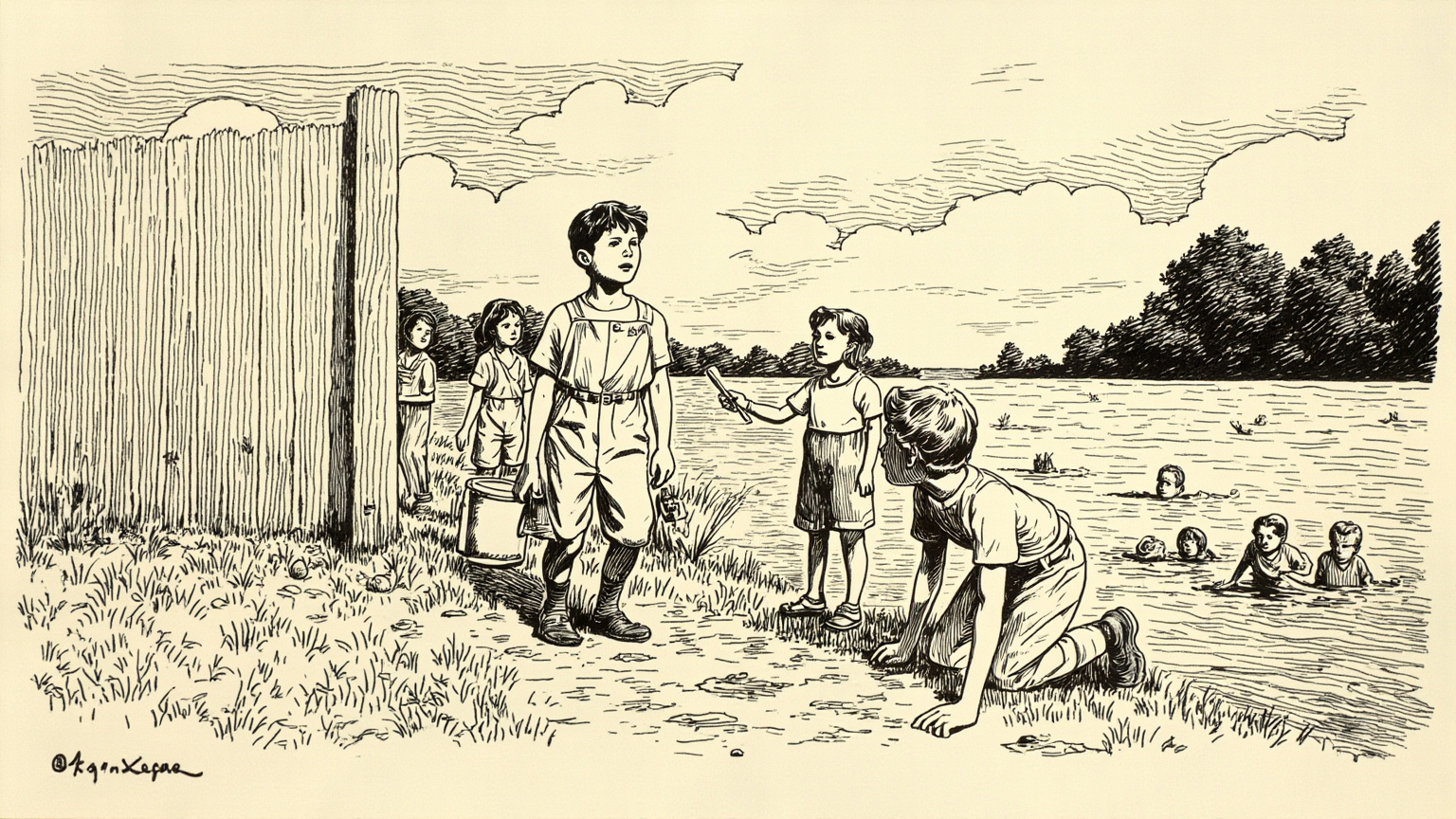 But his face lit up, right away, for she tossed a pansy over the fence a moment before she disappeared.